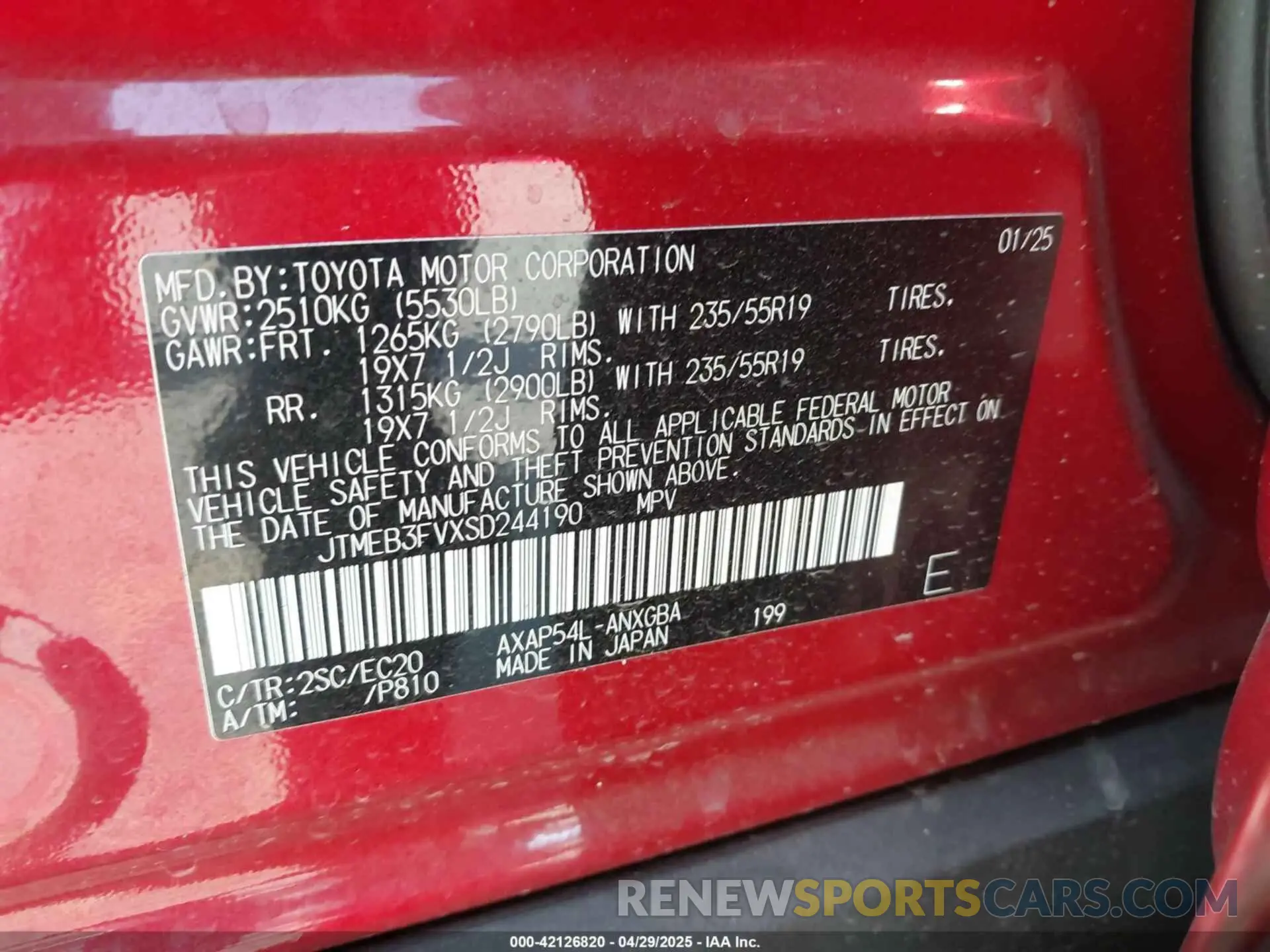 9 Photograph of a damaged car JTMEB3FVXSD244190 TOYOTA RAV4 PLUG-IN HYBRID 2025
