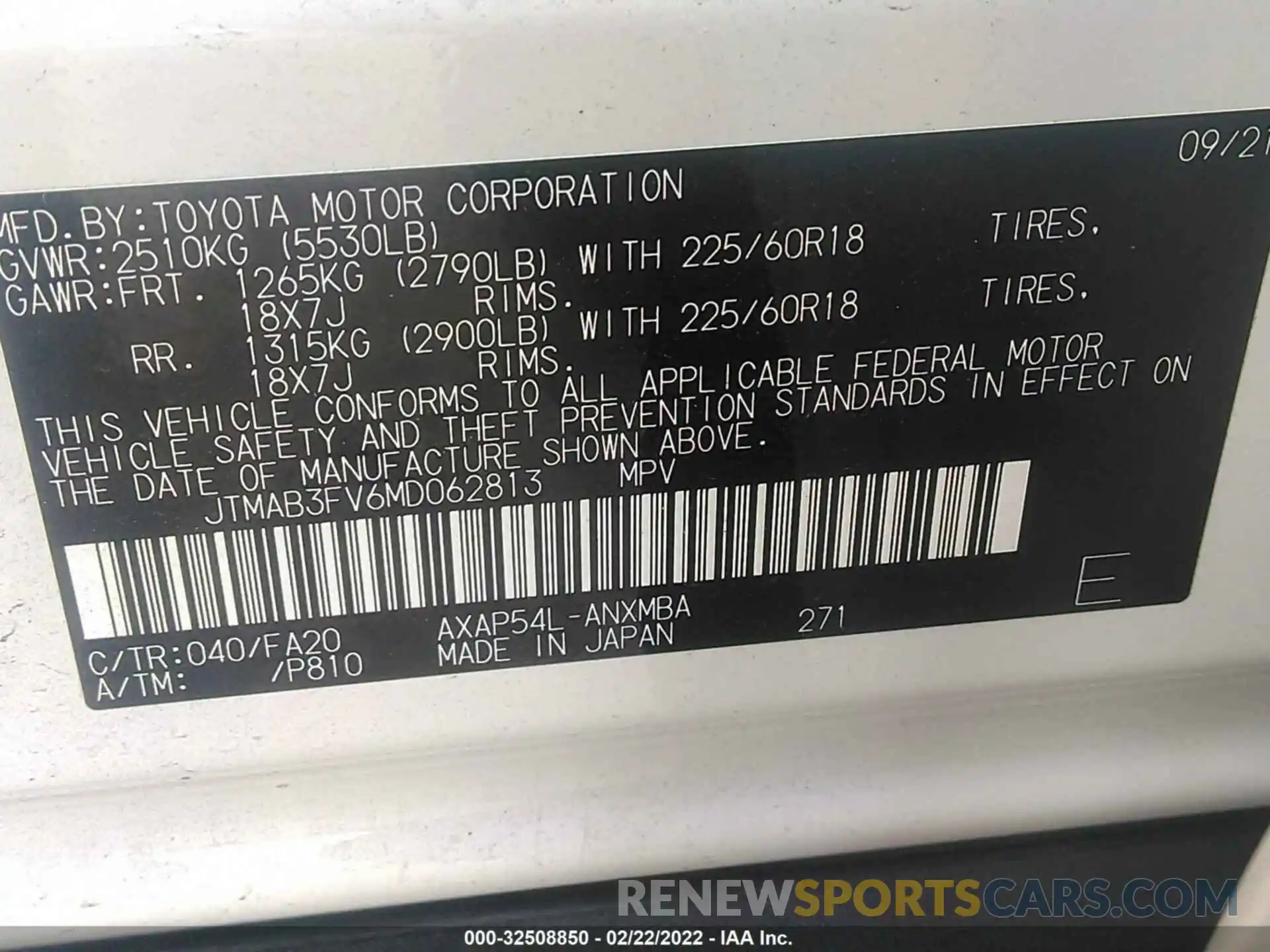 9 Photograph of a damaged car JTMAB3FV6MD062813 TOYOTA RAV4 PRIME 2021