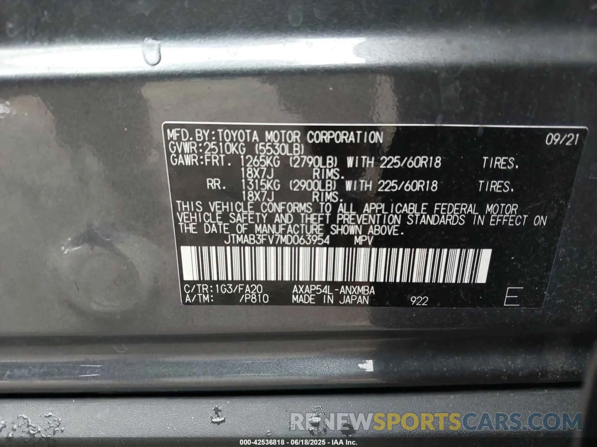 9 Photograph of a damaged car JTMAB3FV7MD063954 TOYOTA RAV4 PRIME 2021