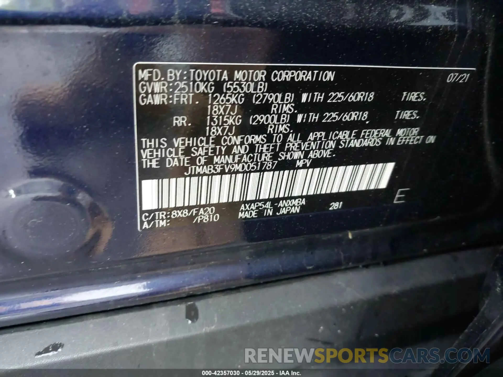 9 Photograph of a damaged car JTMAB3FV9MD051787 TOYOTA RAV4 PRIME 2021