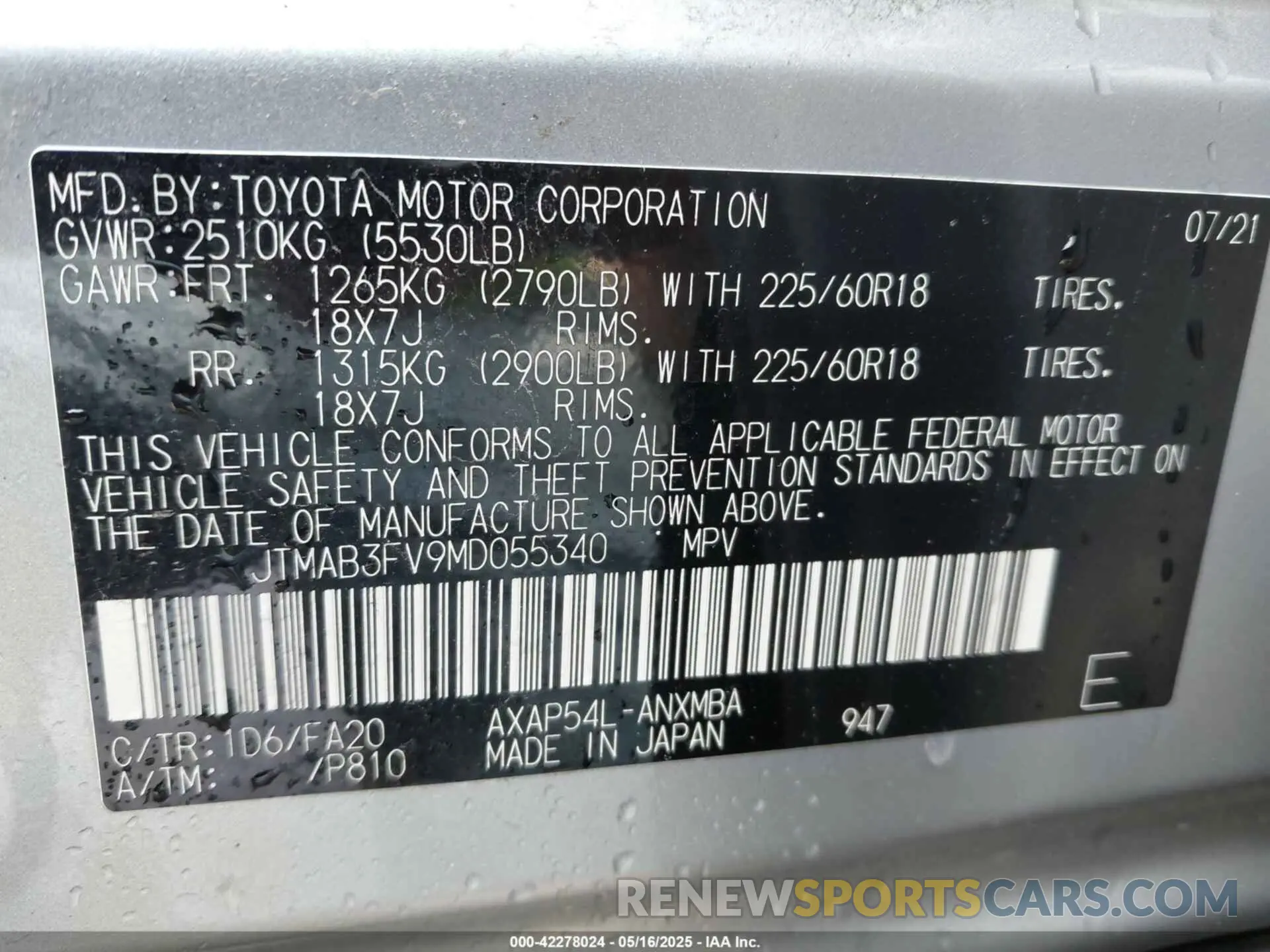 9 Photograph of a damaged car JTMAB3FV9MD055340 TOYOTA RAV4 PRIME 2021