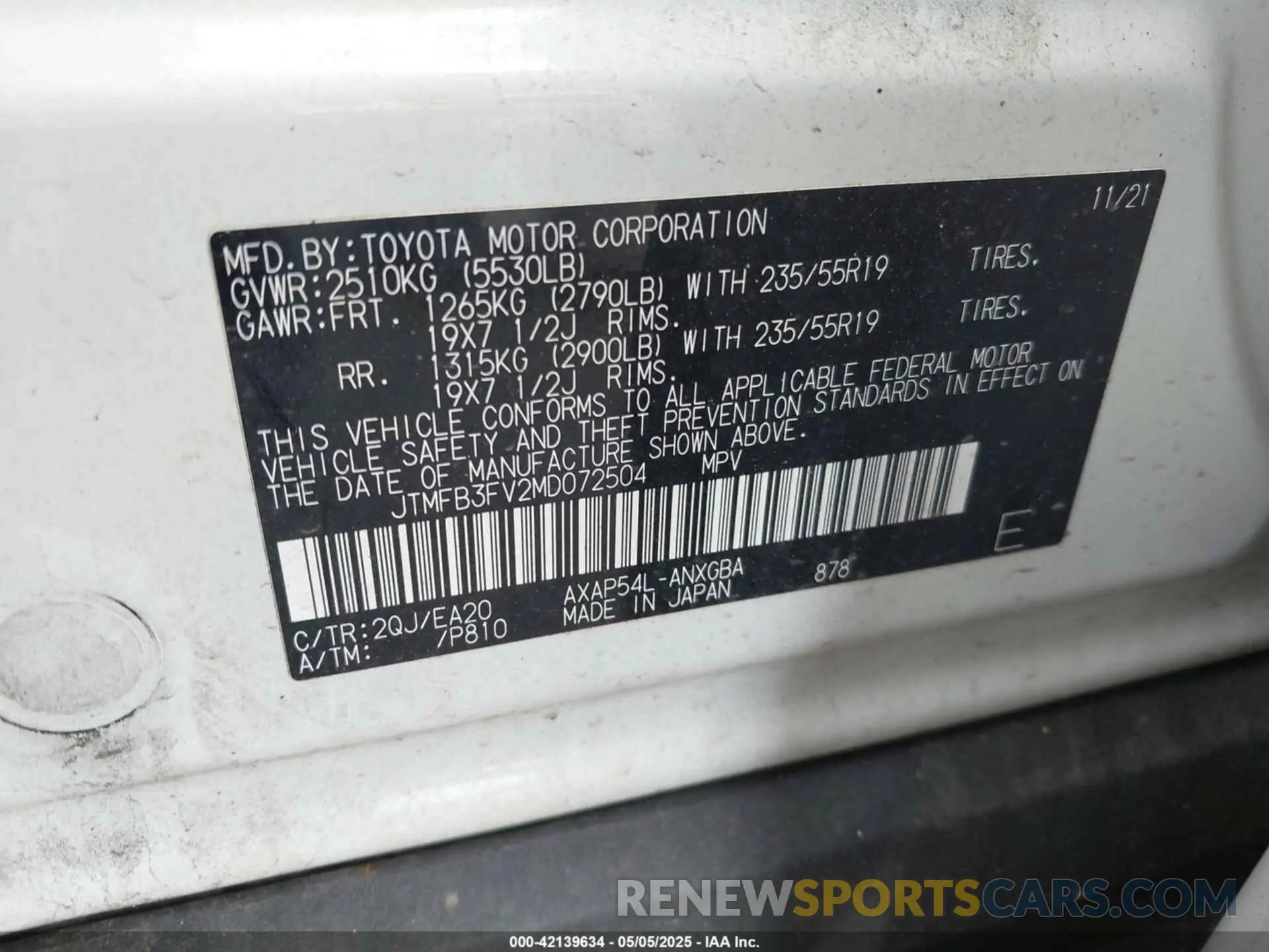 9 Photograph of a damaged car JTMFB3FV2MD072504 TOYOTA RAV4 PRIME 2021
