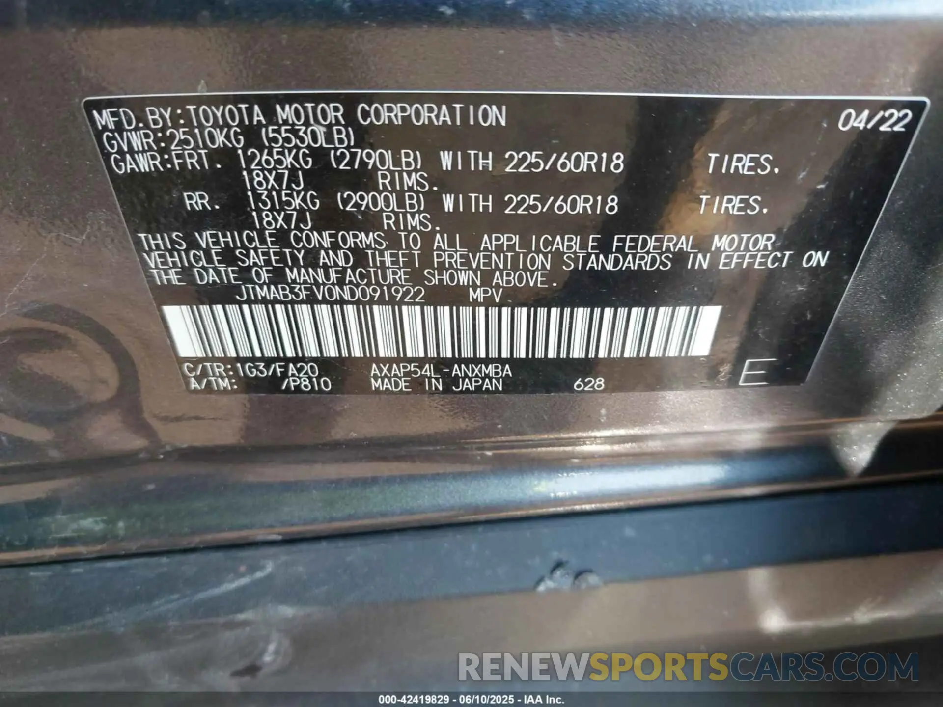 9 Photograph of a damaged car JTMAB3FV0ND091922 TOYOTA RAV4 PRIME 2022