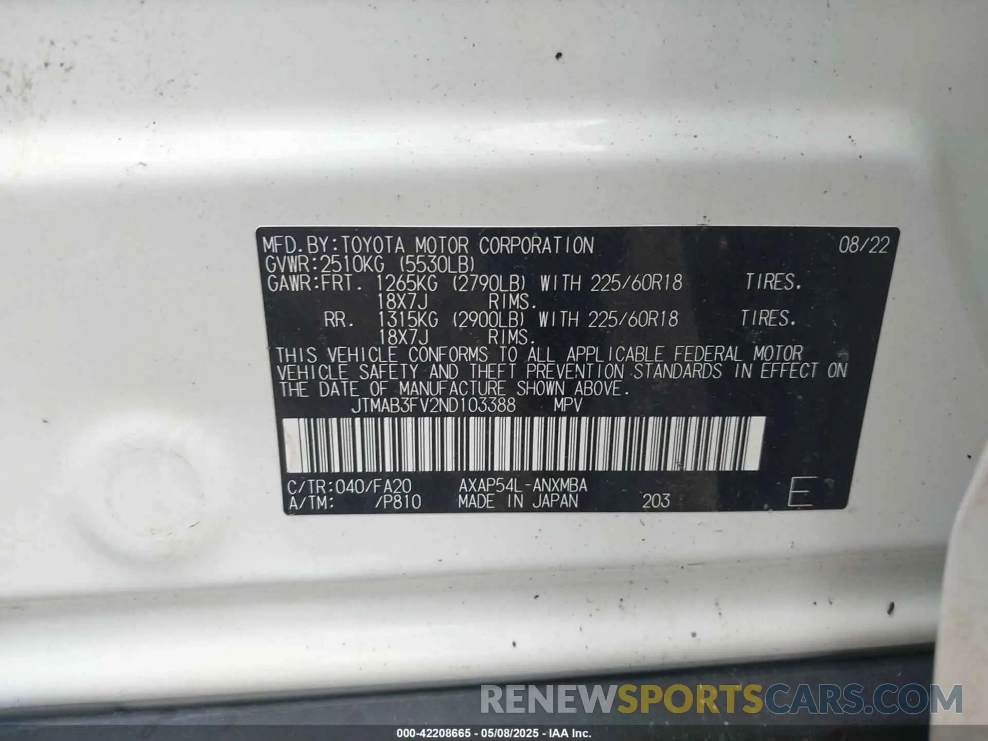 9 Photograph of a damaged car JTMAB3FV2ND103388 TOYOTA RAV4 PRIME 2022