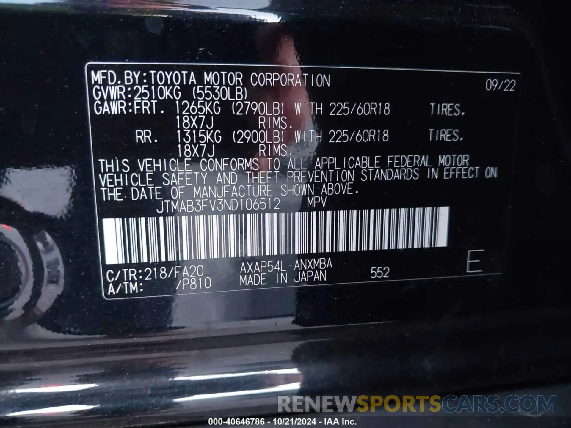 9 Photograph of a damaged car JTMAB3FV3ND106512 TOYOTA RAV4 PRIME 2022