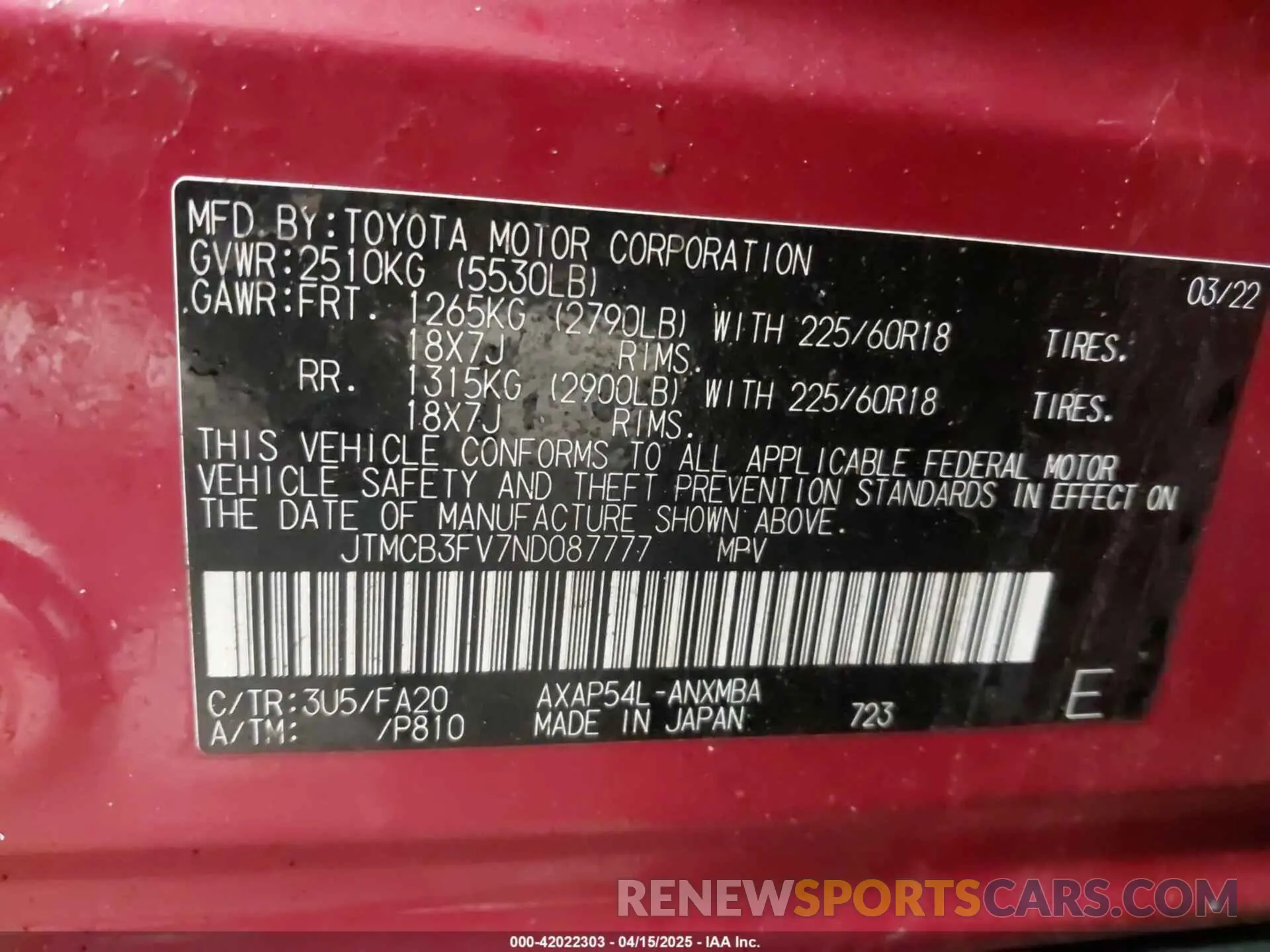 9 Photograph of a damaged car JTMCB3FV7ND087777 TOYOTA RAV4 PRIME 2022