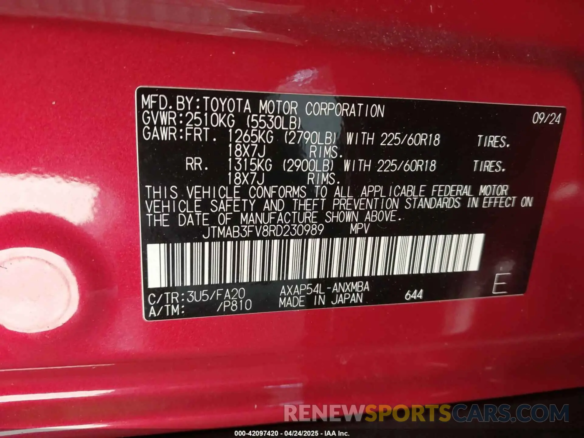 9 Photograph of a damaged car JTMAB3FV8RD230989 TOYOTA RAV4 PRIME 2024