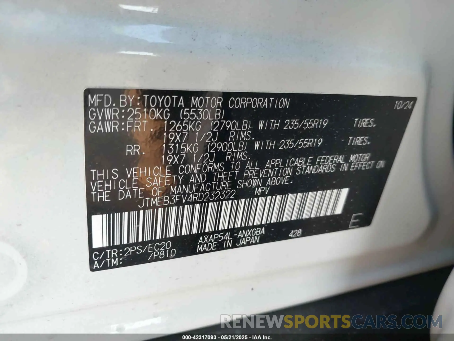 9 Photograph of a damaged car JTMEB3FV4RD232322 TOYOTA RAV4 PRIME 2024