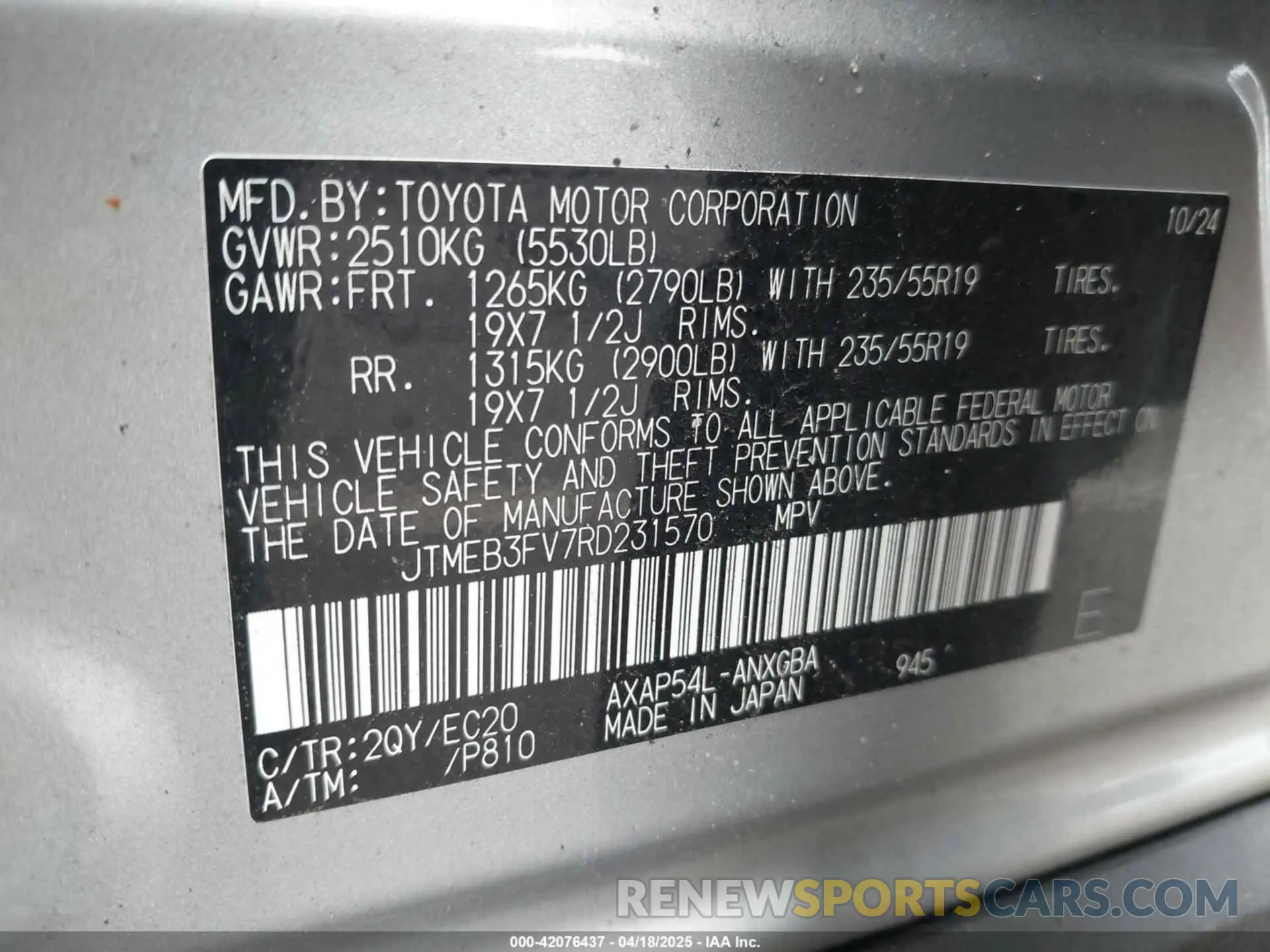 9 Photograph of a damaged car JTMEB3FV7RD231570 TOYOTA RAV4 PRIME 2024