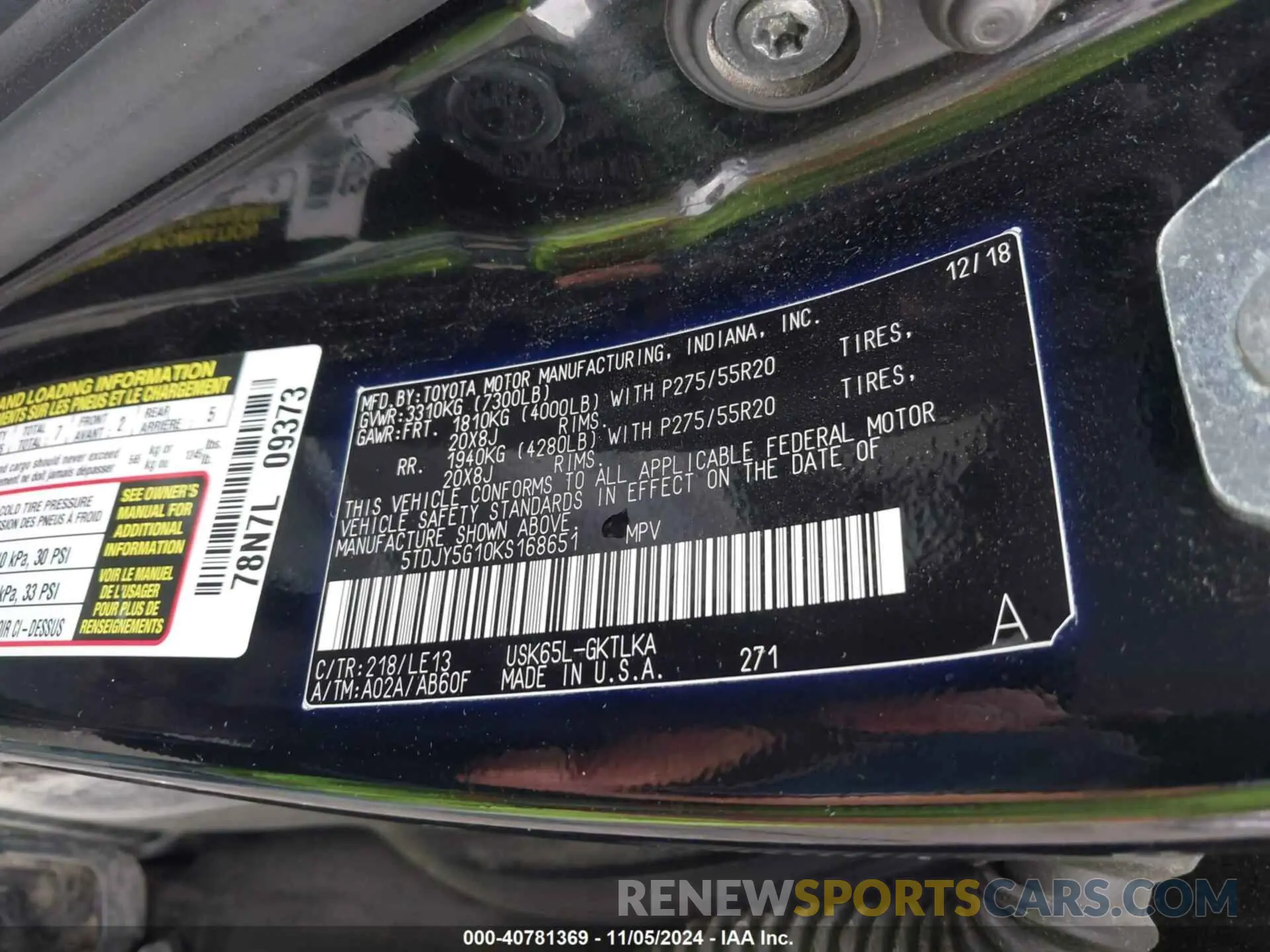 9 Photograph of a damaged car 5TDJY5G10KS168651 TOYOTA SEQUOIA 2019