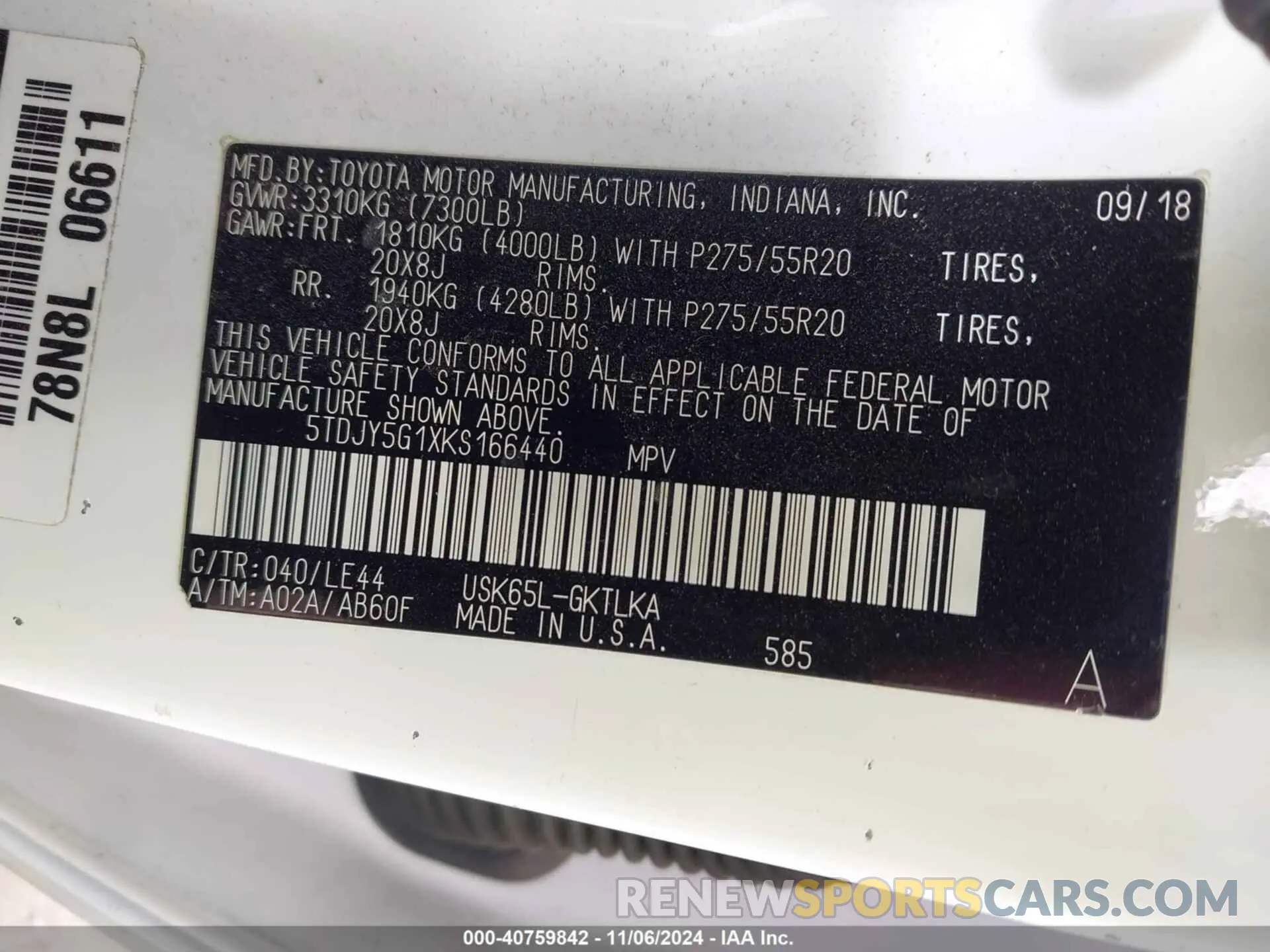 9 Photograph of a damaged car 5TDJY5G1XKS166440 TOYOTA SEQUOIA 2019