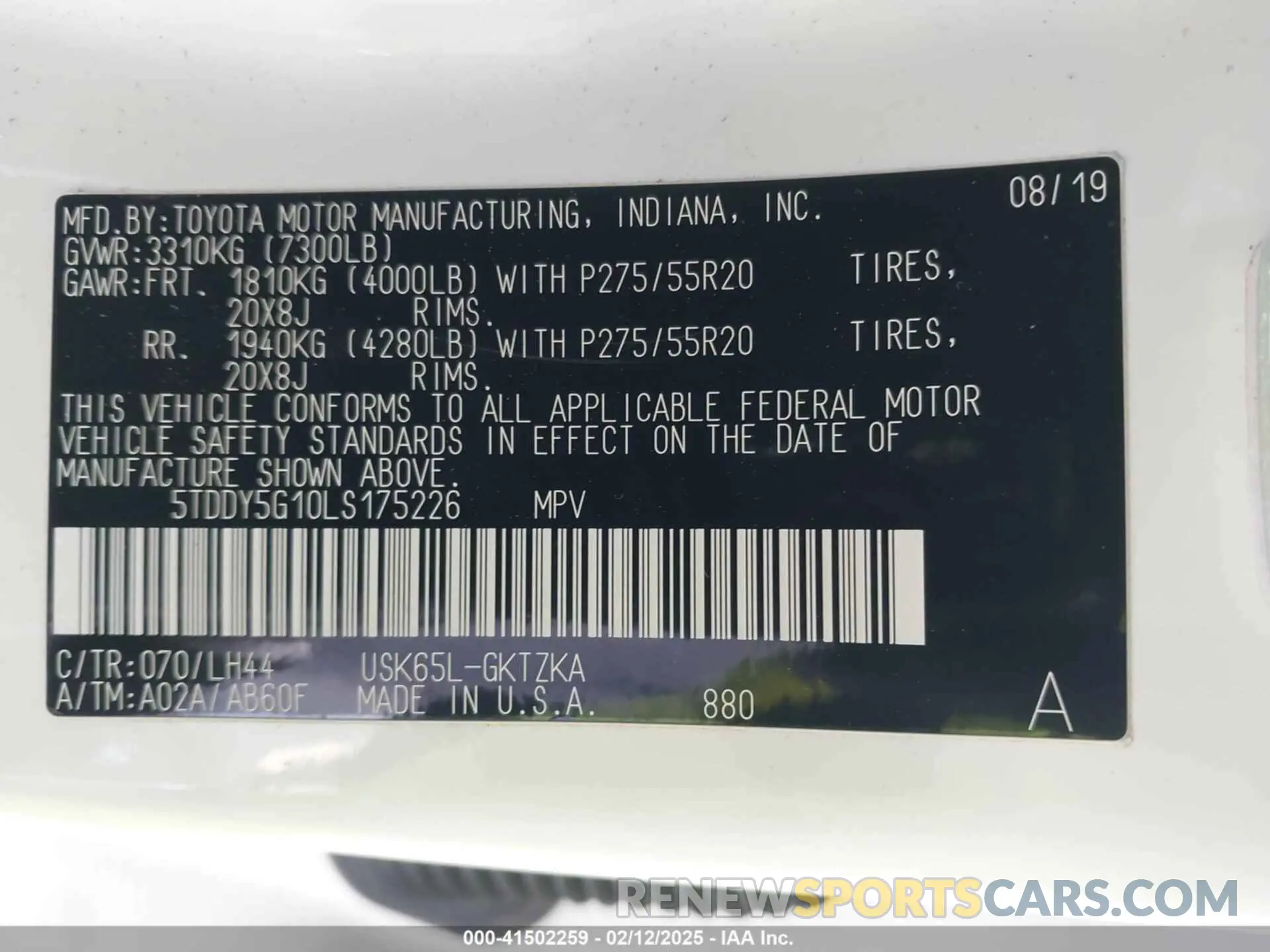9 Photograph of a damaged car 5TDDY5G10LS175226 TOYOTA SEQUOIA 2020