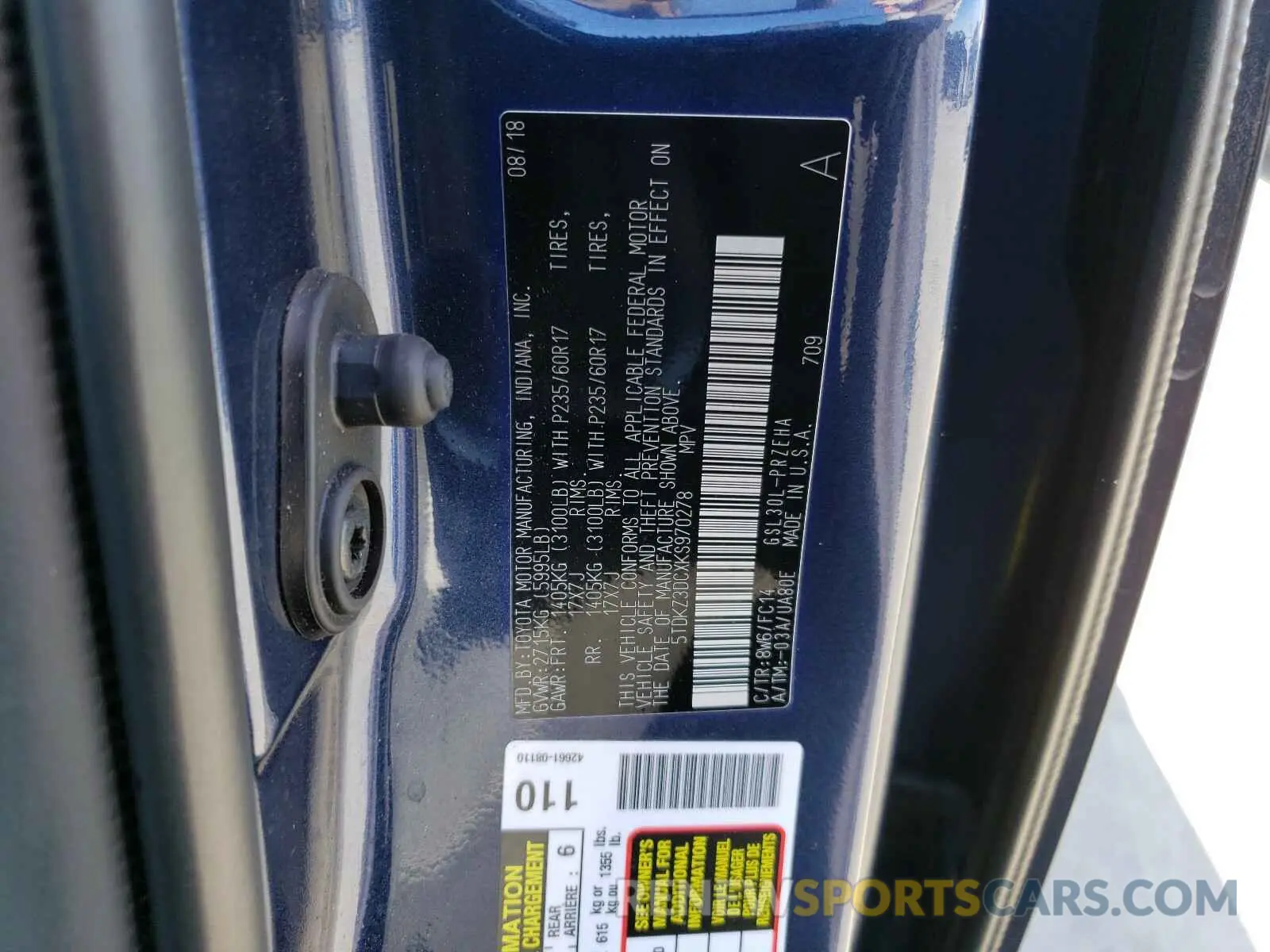 10 Photograph of a damaged car 5TDKZ3DCXKS970278 TOYOTA SIENNA 2019