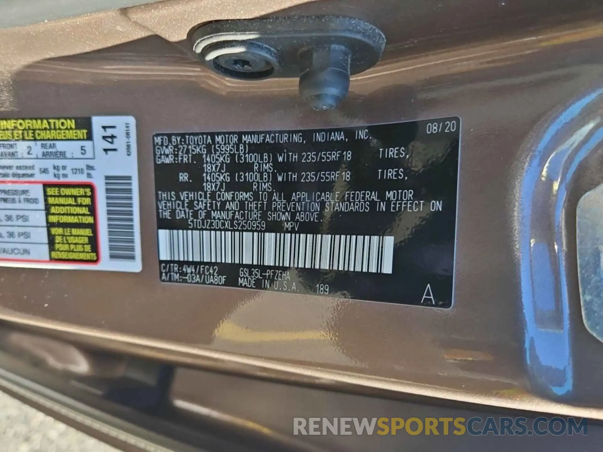 12 Photograph of a damaged car 5TDJZ3DCXLS250959 TOYOTA SIENNA 2020
