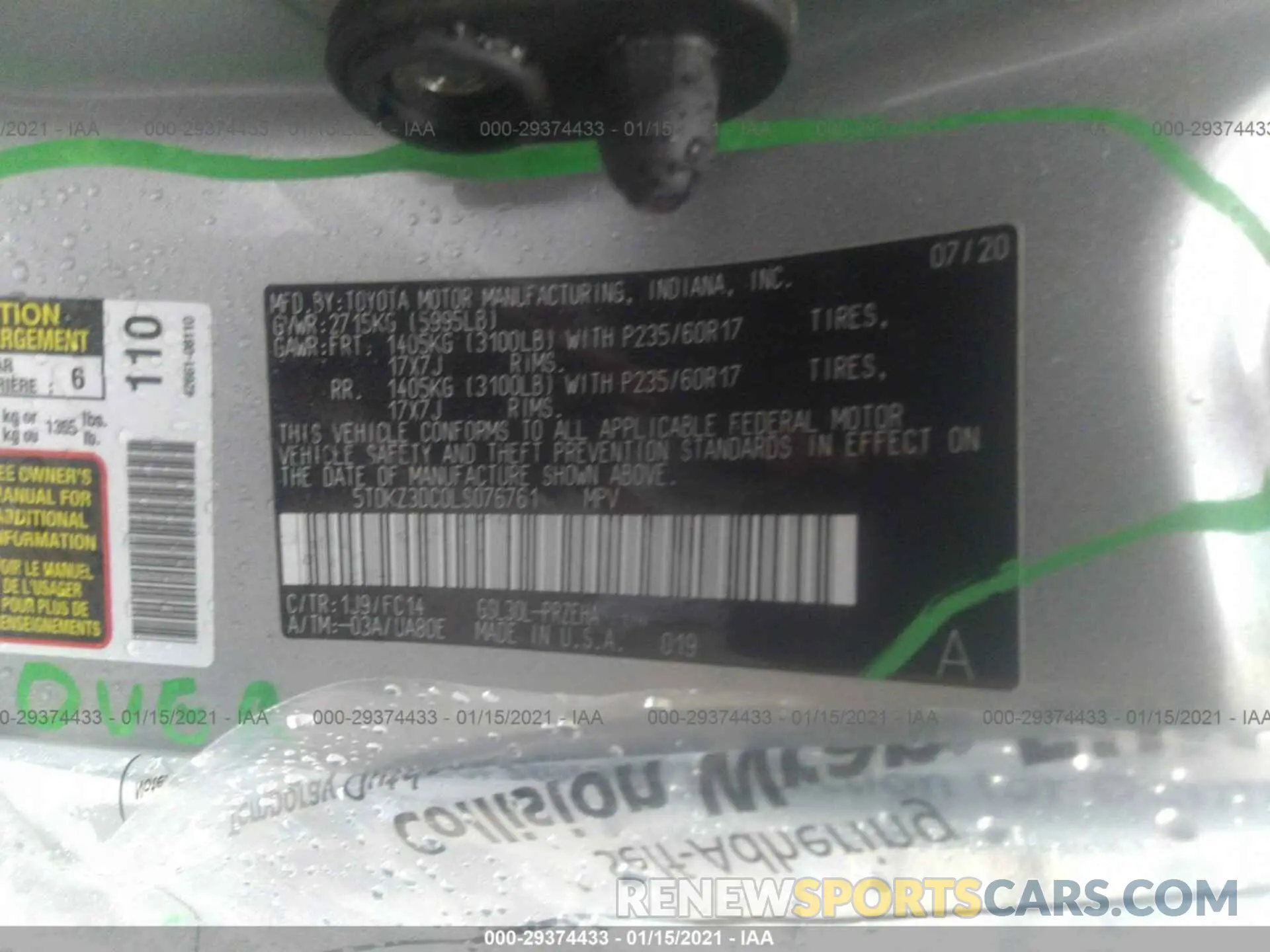 9 Photograph of a damaged car 5TDKZ3DC0LS076761 TOYOTA SIENNA 2020