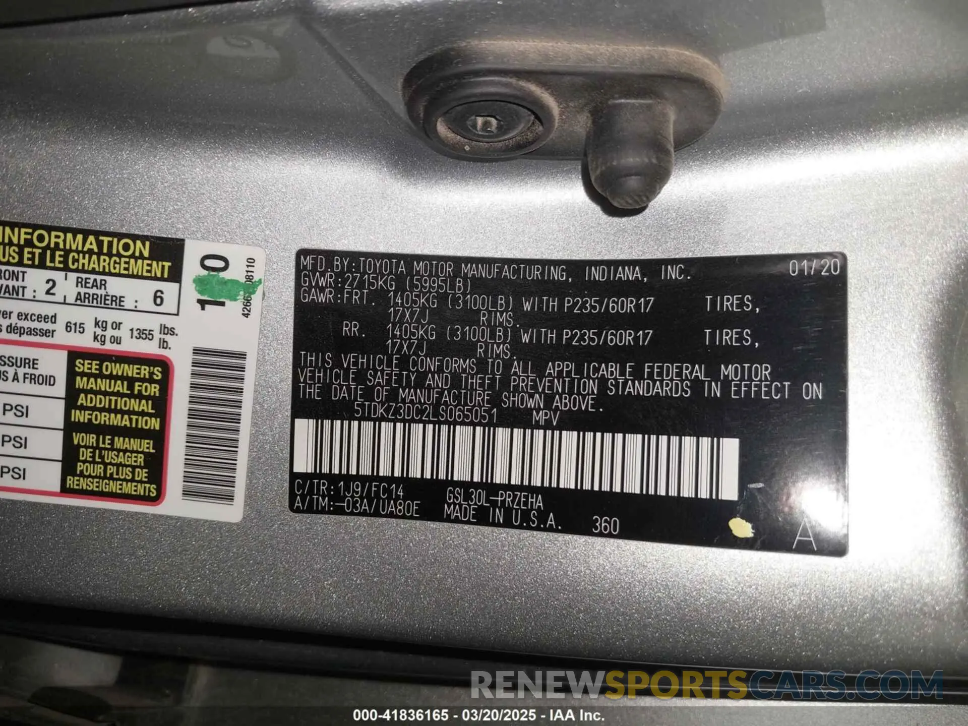 9 Photograph of a damaged car 5TDKZ3DC2LS065051 TOYOTA SIENNA 2020