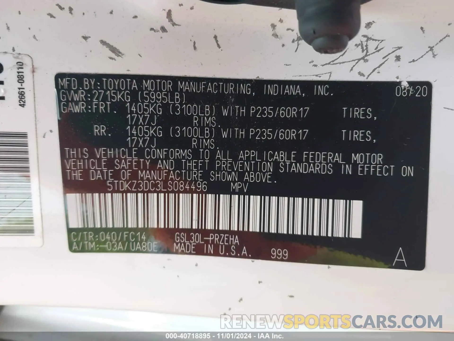 9 Photograph of a damaged car 5TDKZ3DC3LS084496 TOYOTA SIENNA 2020