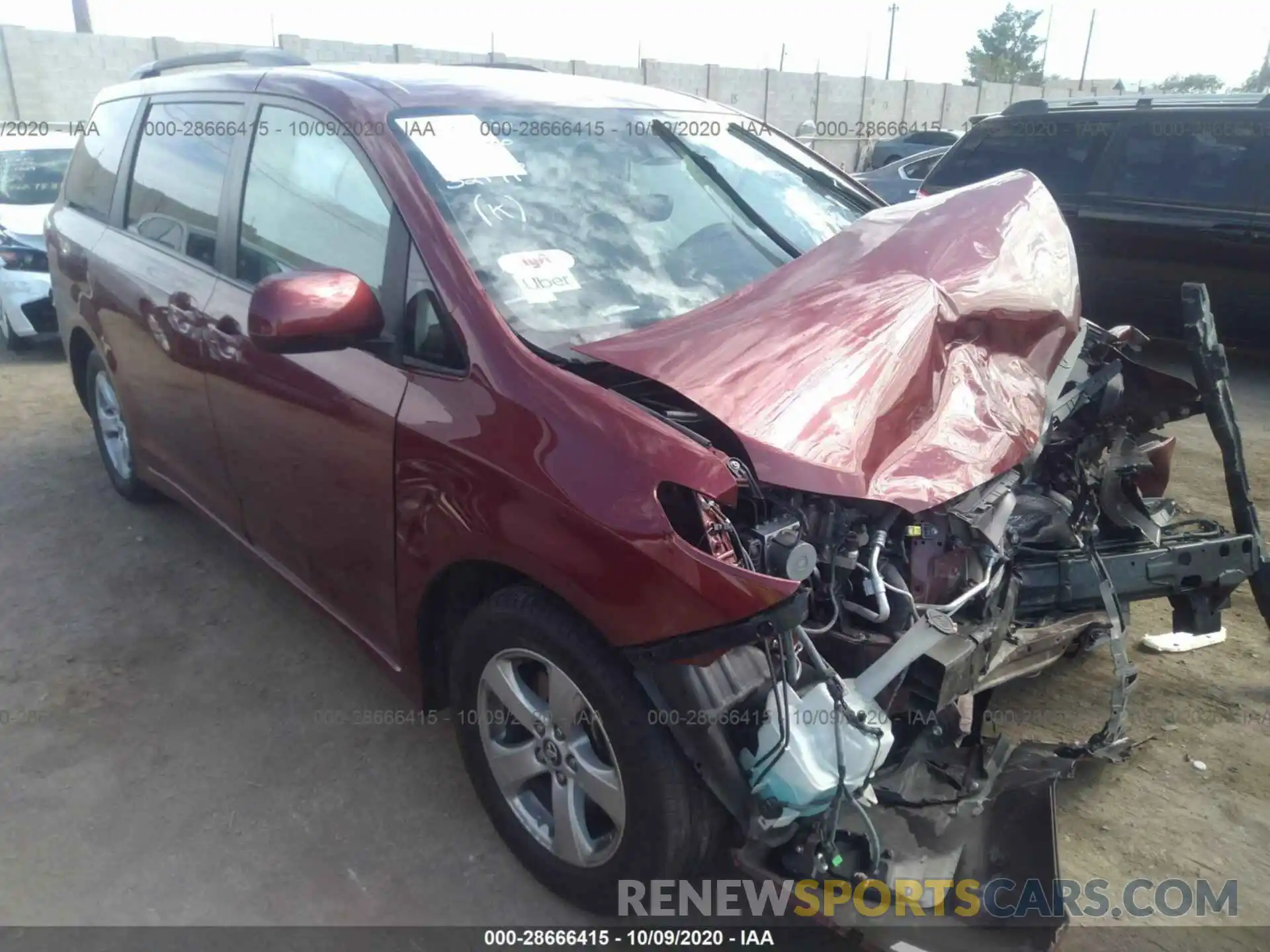 1 Photograph of a damaged car 5TDKZ3DC5LS029029 TOYOTA SIENNA 2020