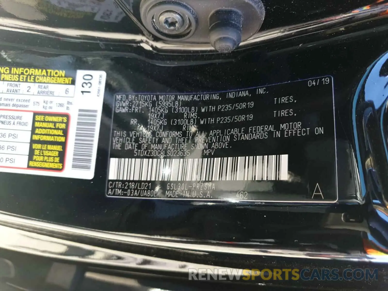 10 Photograph of a damaged car 5TDXZ3DC8LS023635 TOYOTA SIENNA 2020