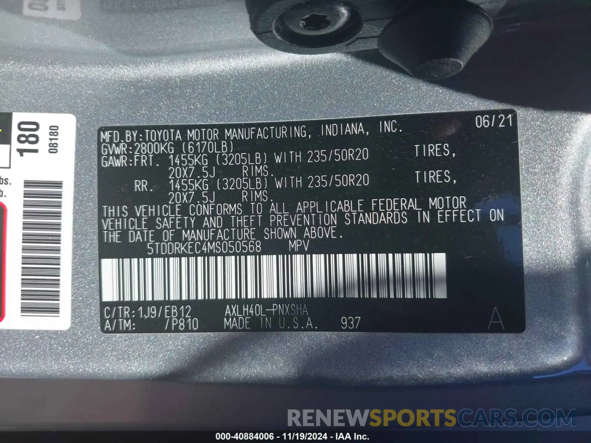 9 Photograph of a damaged car 5TDDRKEC4MS050568 TOYOTA SIENNA 2021