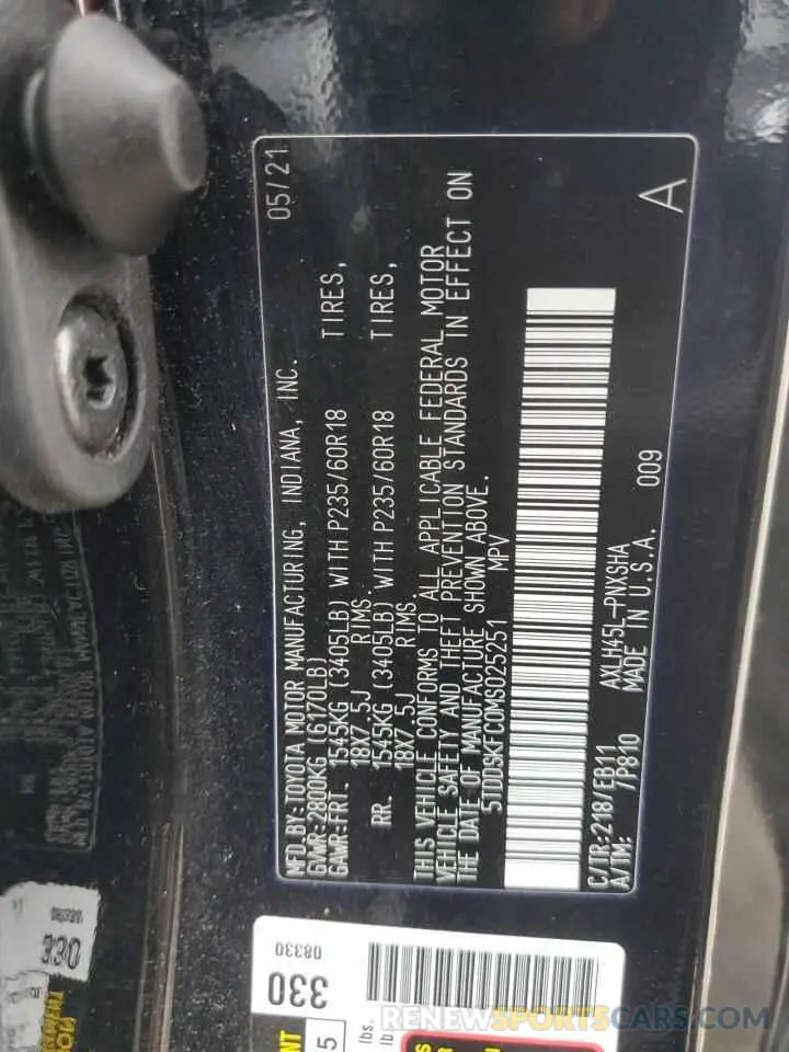 13 Photograph of a damaged car 5TDDSKFC0MS025251 TOYOTA SIENNA 2021