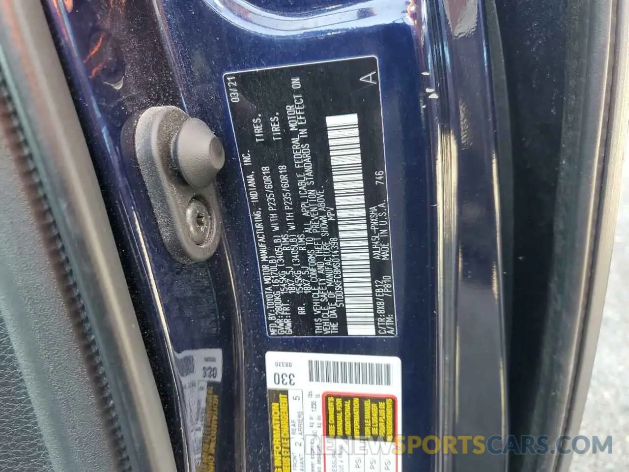 14 Photograph of a damaged car 5TDDSKFC8MS014398 TOYOTA SIENNA 2021