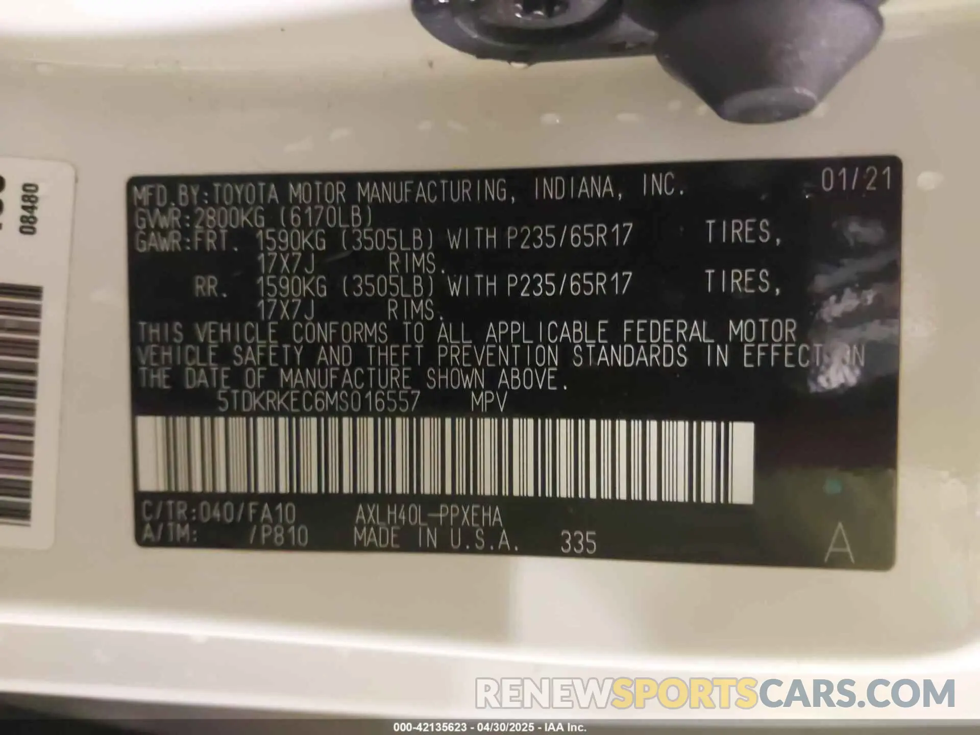 9 Photograph of a damaged car 5TDKRKEC6MS016557 TOYOTA SIENNA 2021