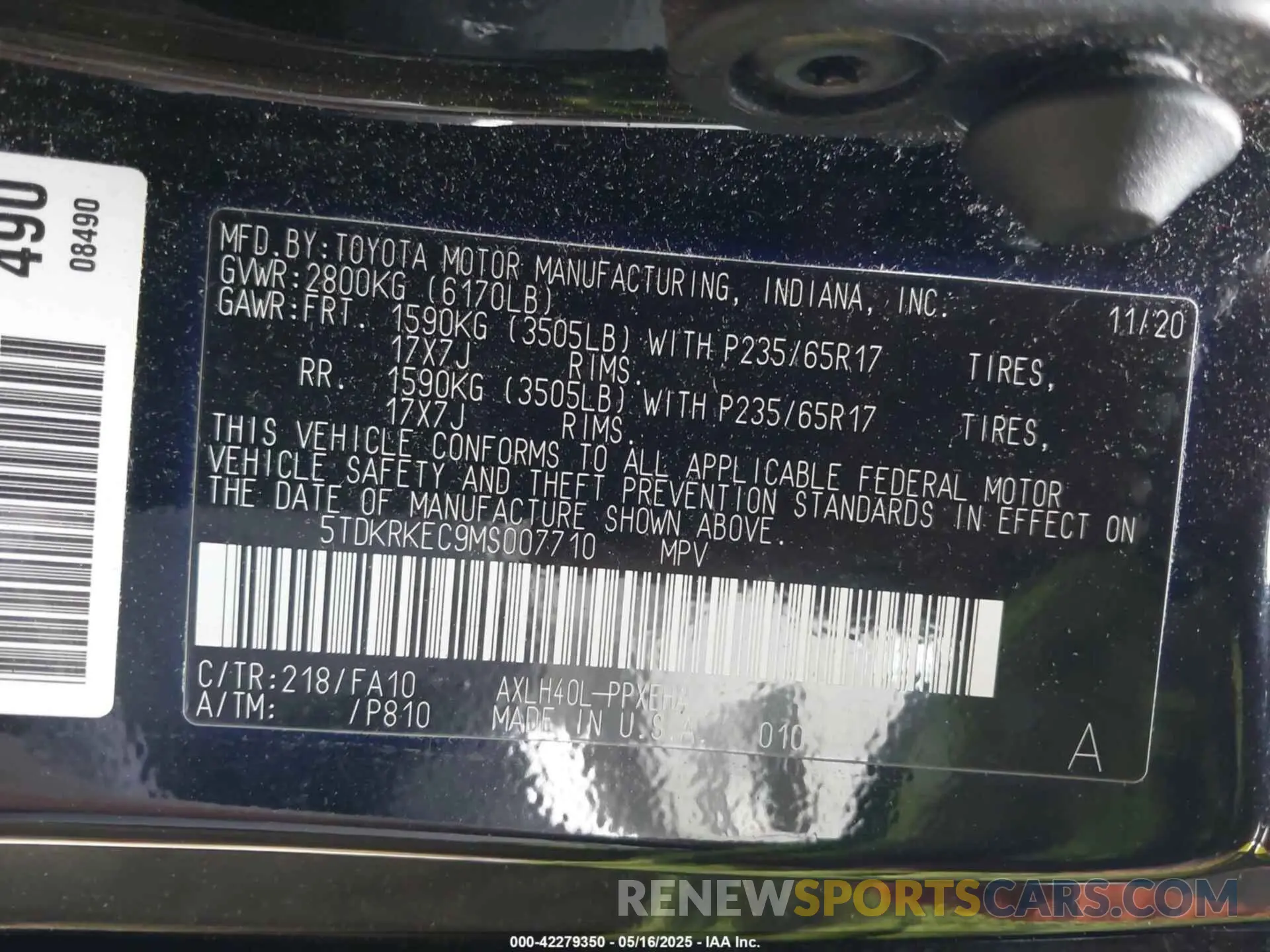 9 Photograph of a damaged car 5TDKRKEC9MS007710 TOYOTA SIENNA 2021