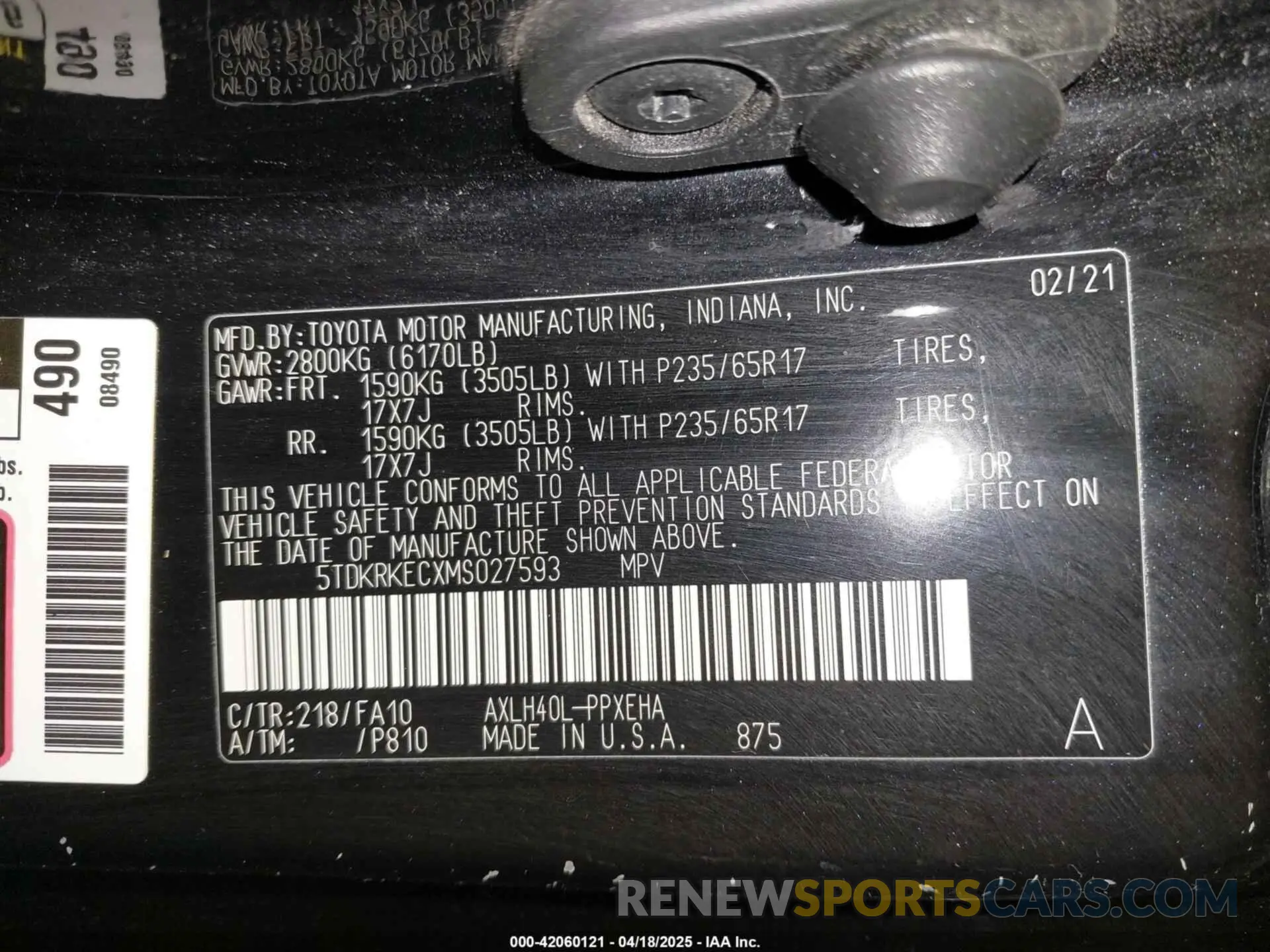 9 Photograph of a damaged car 5TDKRKECXMS027593 TOYOTA SIENNA 2021