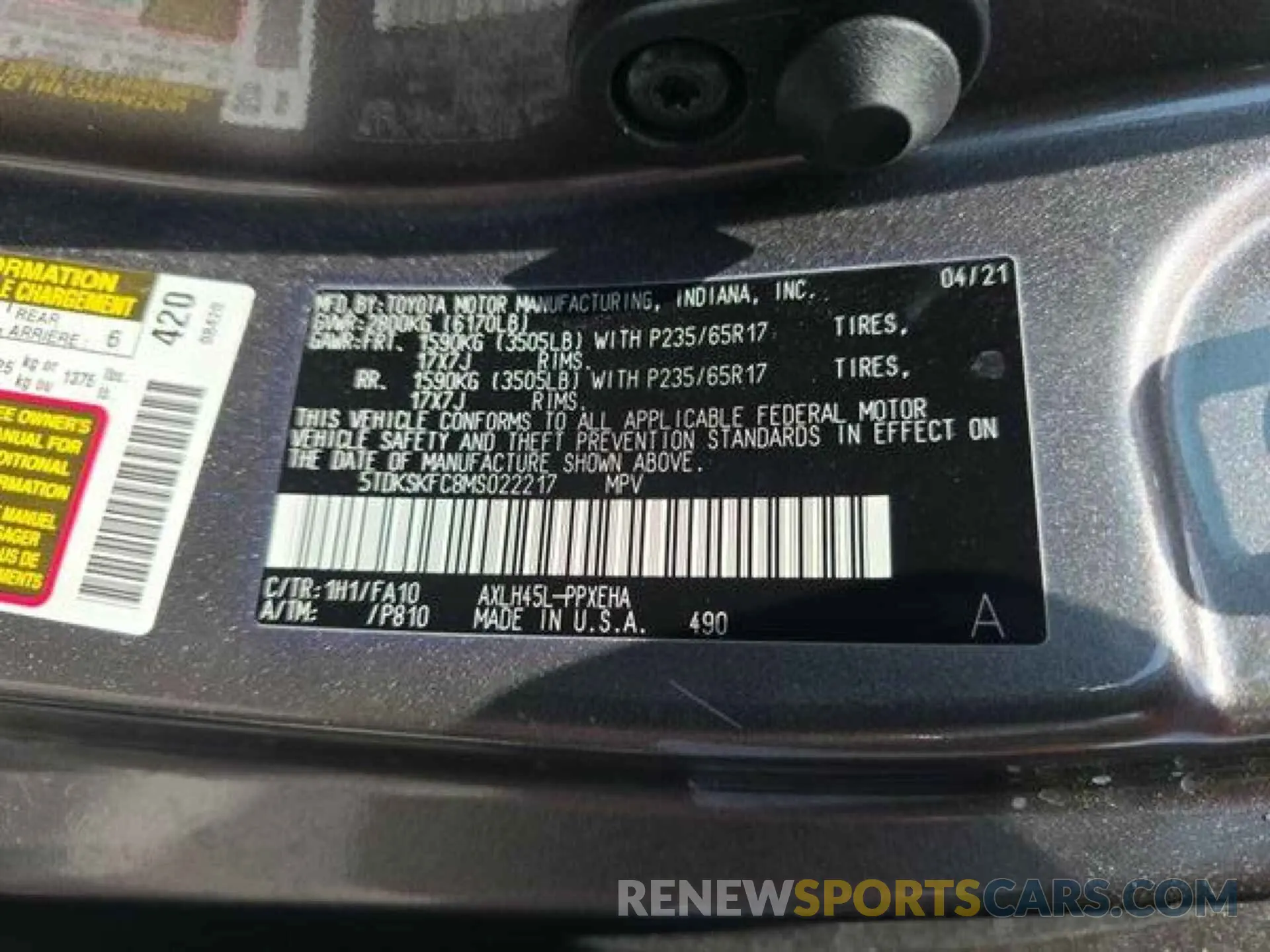 2 Photograph of a damaged car 5TDKSKFC8MS022217 TOYOTA SIENNA 2021