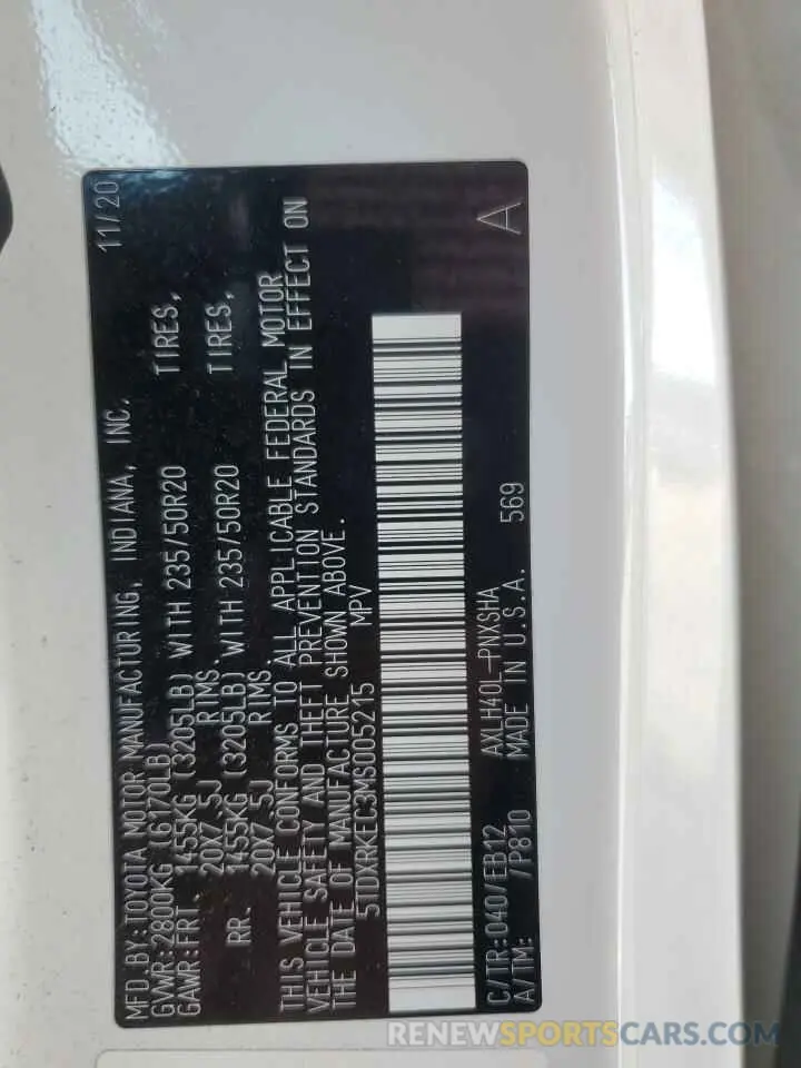 13 Photograph of a damaged car 5TDXRKEC3MS005215 TOYOTA SIENNA 2021