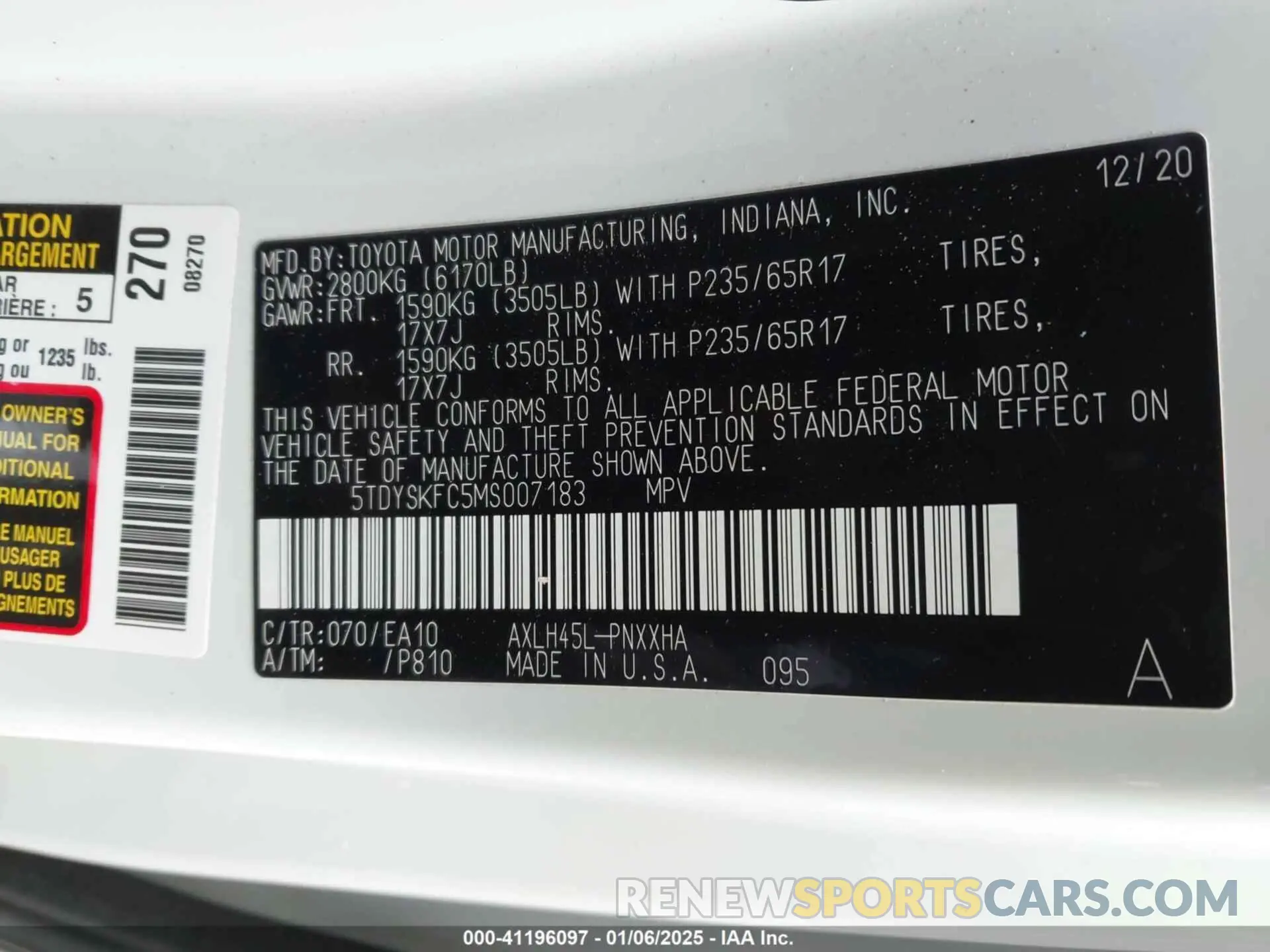 9 Photograph of a damaged car 5TDYSKFC5MS007183 TOYOTA SIENNA 2021
