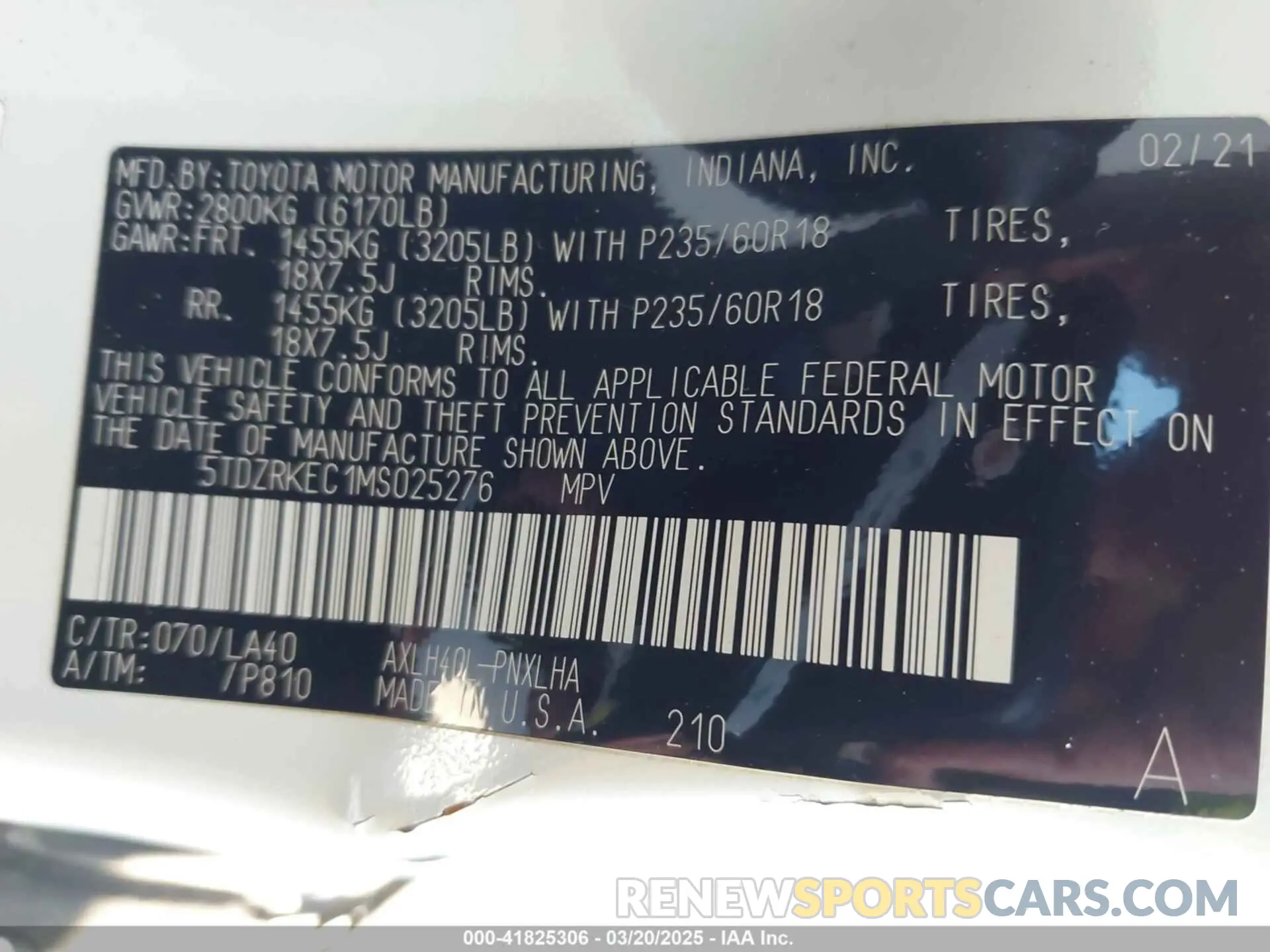 9 Photograph of a damaged car 5TDZRKEC1MS025276 TOYOTA SIENNA 2021