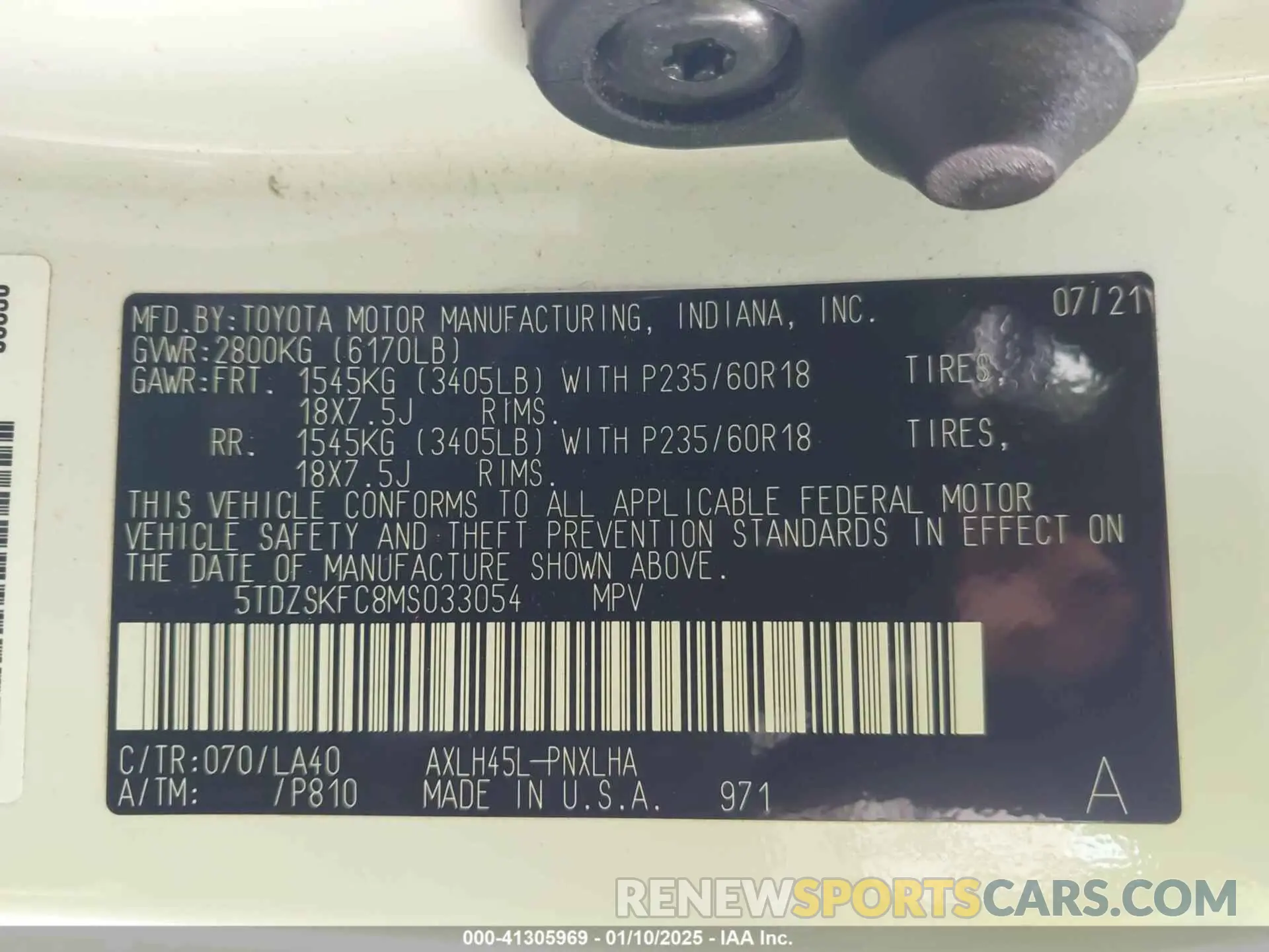 9 Photograph of a damaged car 5TDZSKFC8MS033054 TOYOTA SIENNA 2021