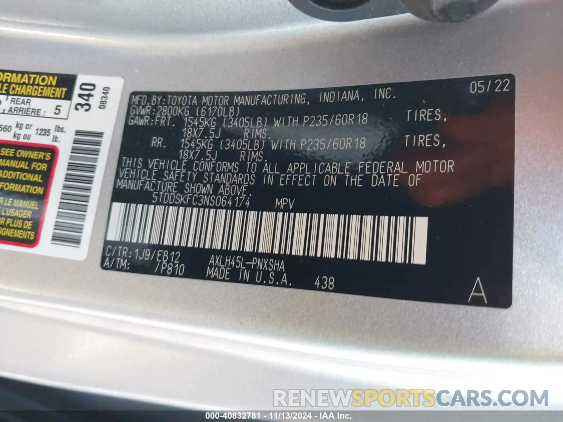 9 Photograph of a damaged car 5TDDSKFC3NS064174 TOYOTA SIENNA 2022