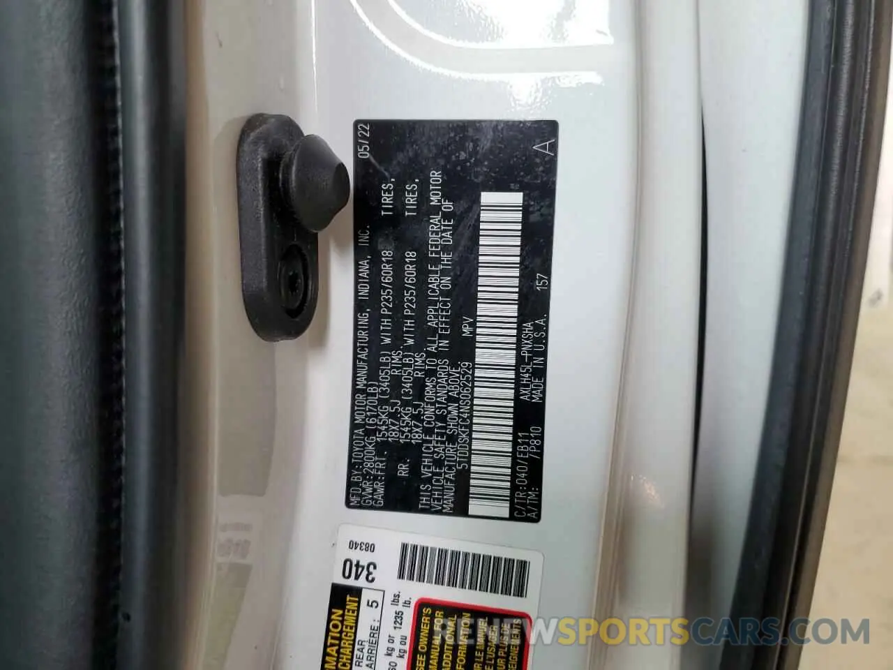 13 Photograph of a damaged car 5TDDSKFC4NS062529 TOYOTA SIENNA 2022