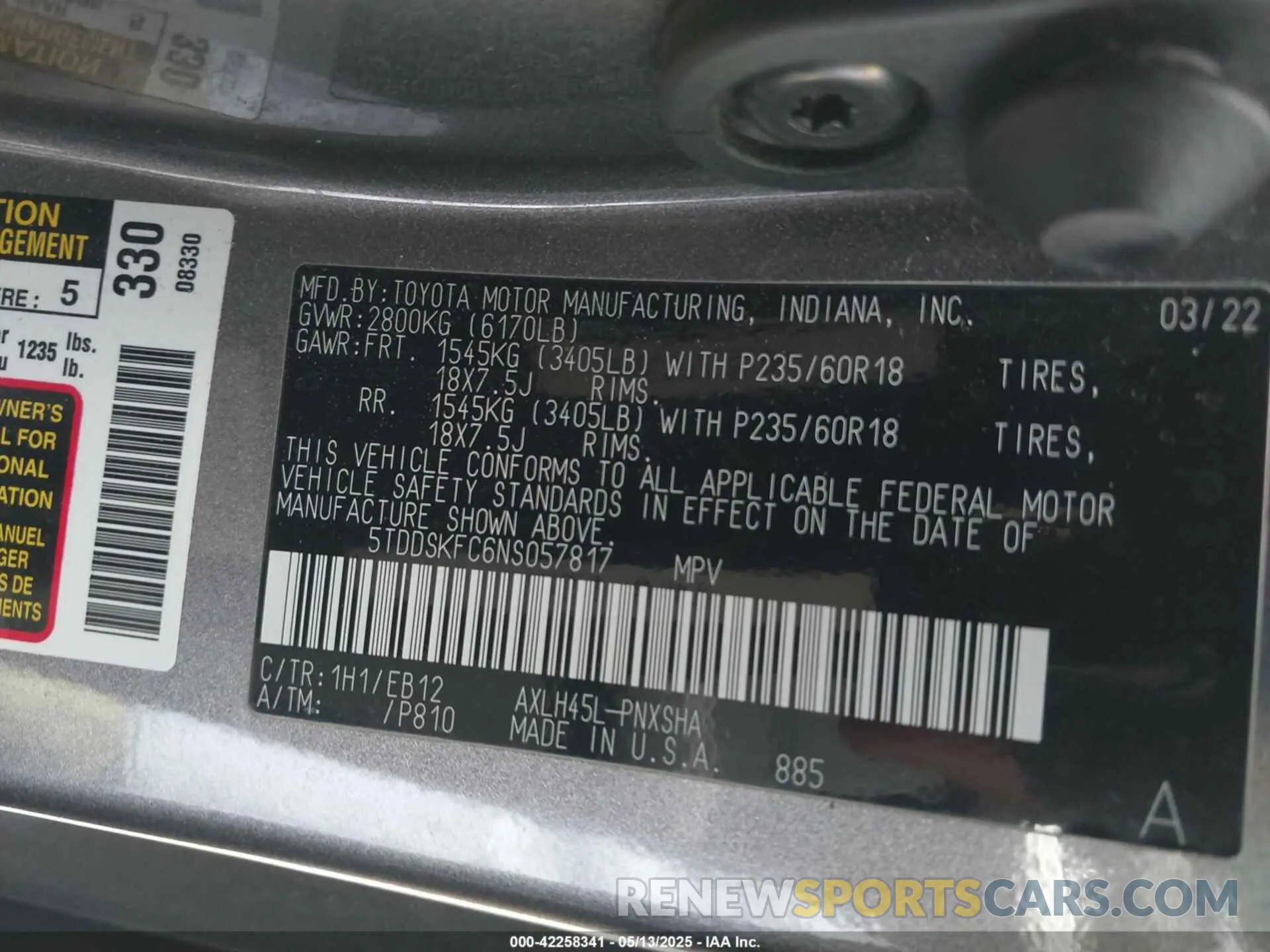 9 Photograph of a damaged car 5TDDSKFC6NS057817 TOYOTA SIENNA 2022