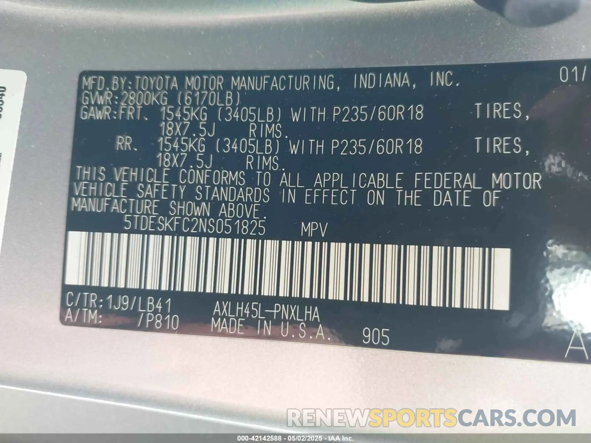 9 Photograph of a damaged car 5TDESKFC2NS051825 TOYOTA SIENNA 2022