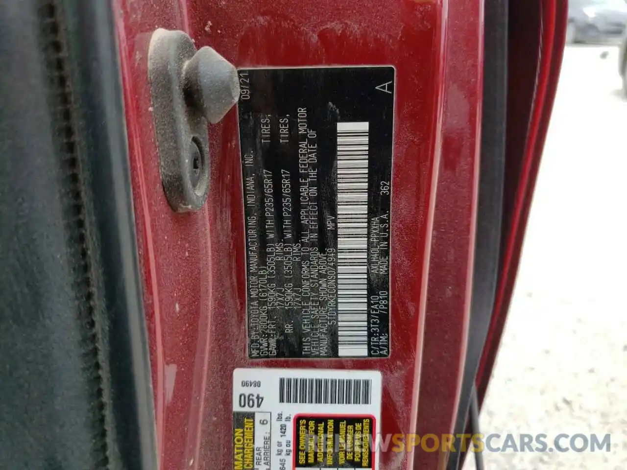 10 Photograph of a damaged car 5TDYRKEC0NS074949 TOYOTA SIENNA 2022