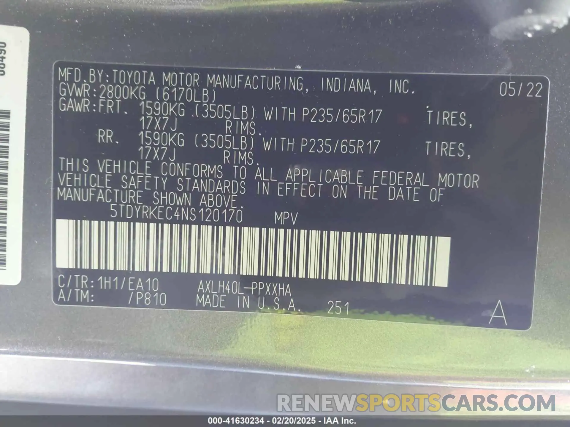 9 Photograph of a damaged car 5TDYRKEC4NS120170 TOYOTA SIENNA 2022