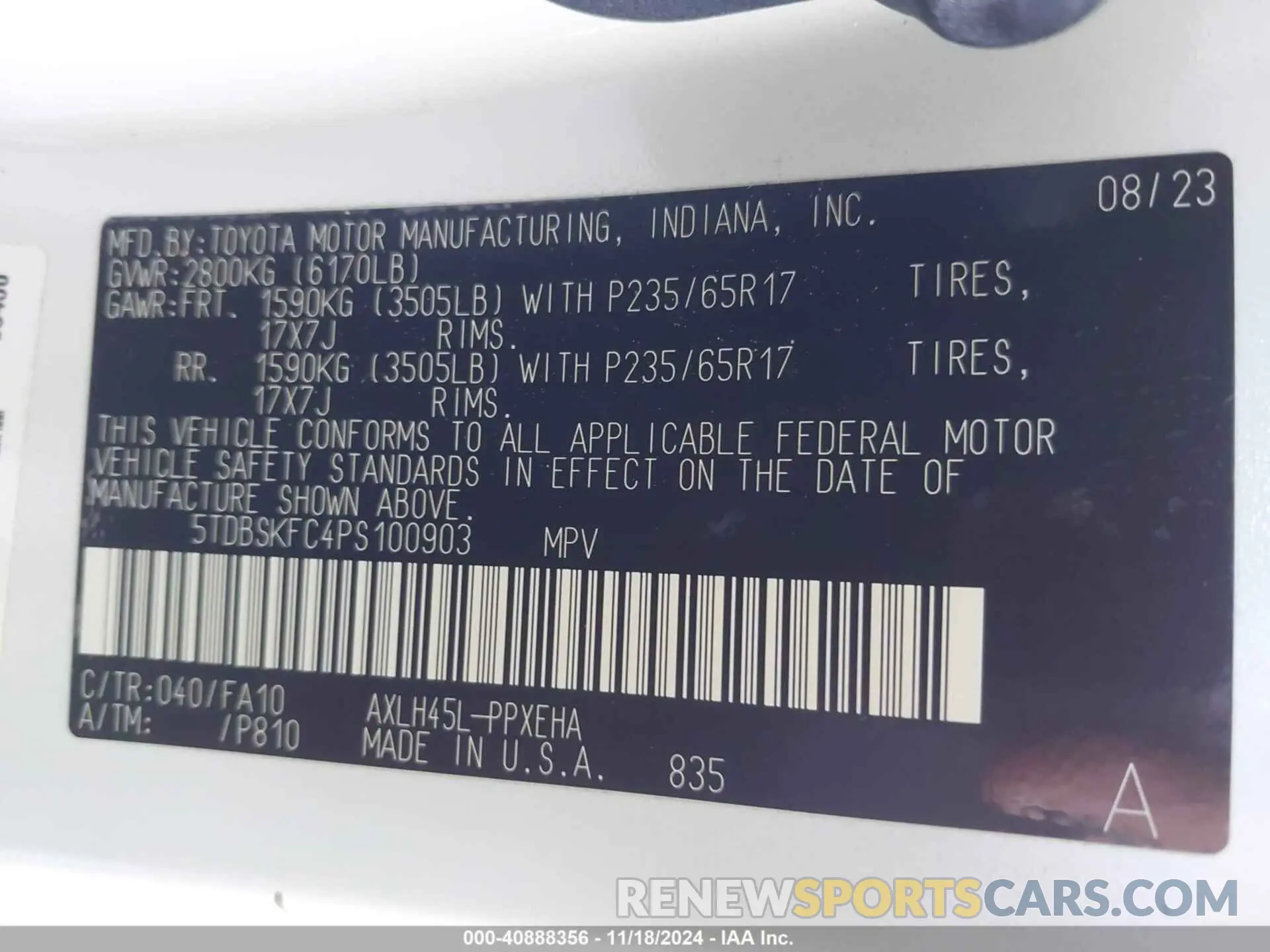 9 Photograph of a damaged car 5TDBSKFC4PS100903 TOYOTA SIENNA 2023