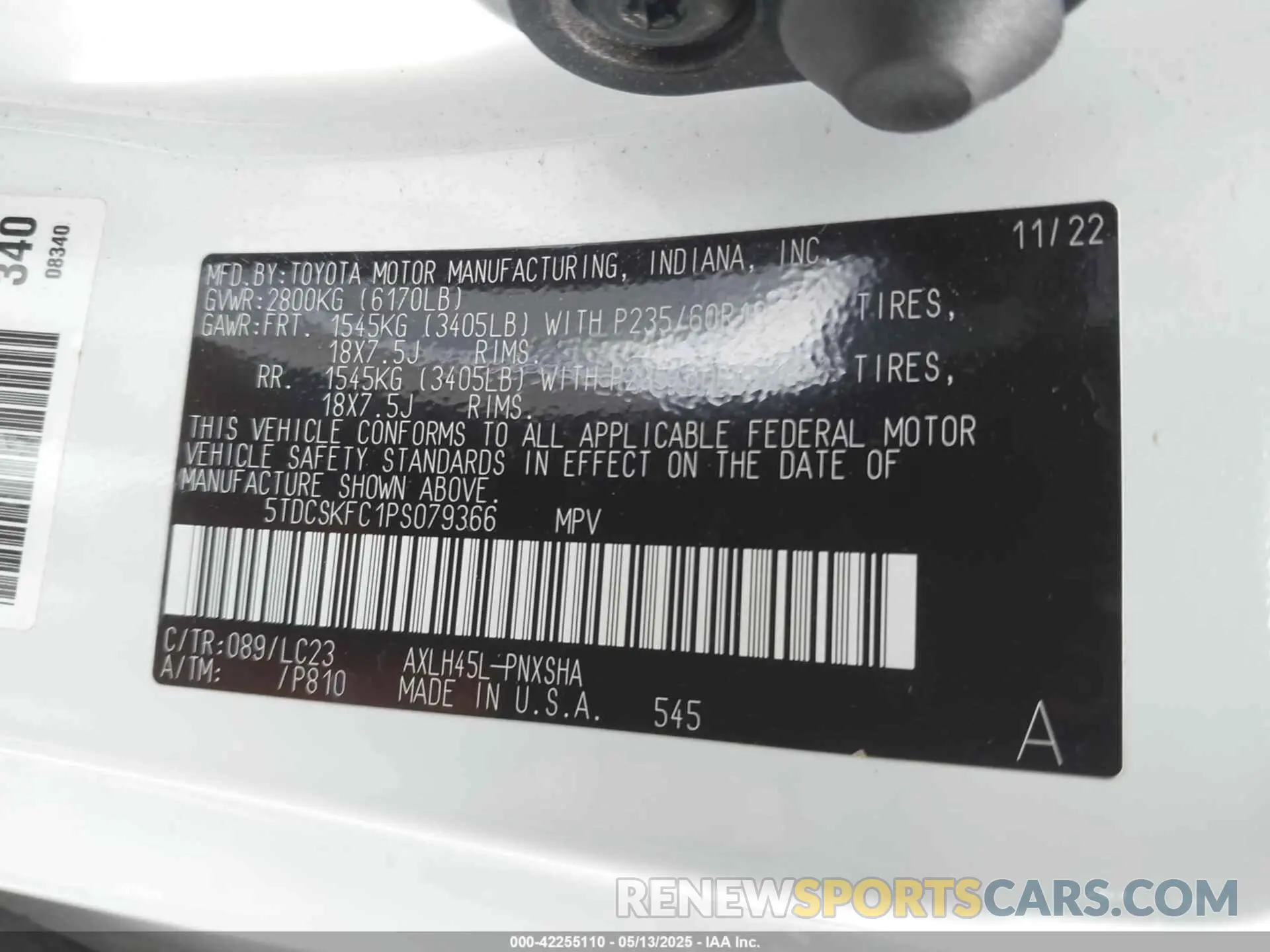 9 Photograph of a damaged car 5TDCSKFC1PS079366 TOYOTA SIENNA 2023