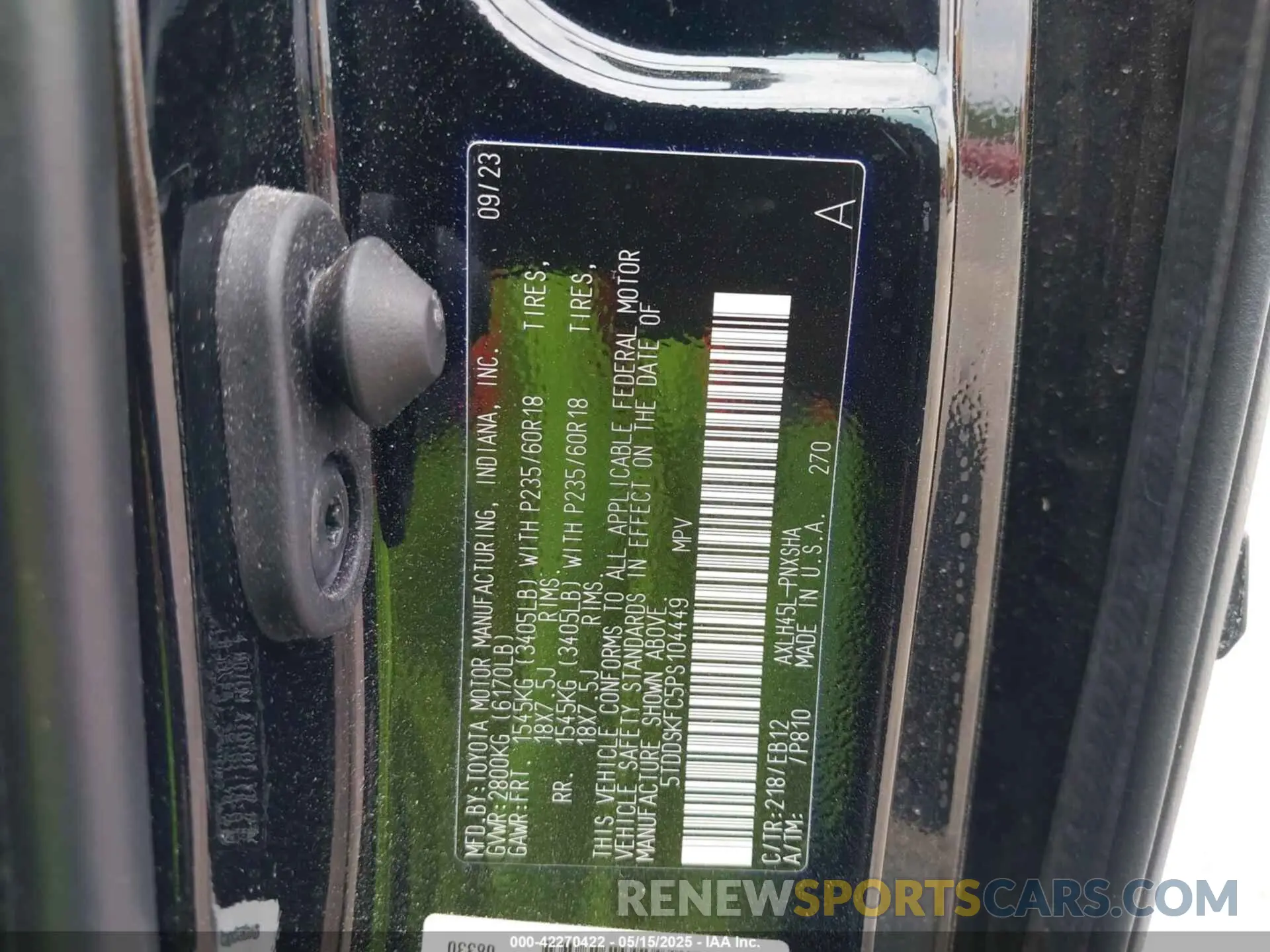 9 Photograph of a damaged car 5TDDSKFC5PS104449 TOYOTA SIENNA 2023