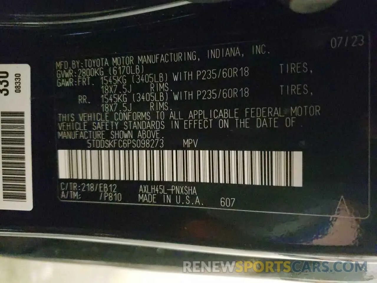 13 Photograph of a damaged car 5TDDSKFC6PS098273 TOYOTA SIENNA 2023