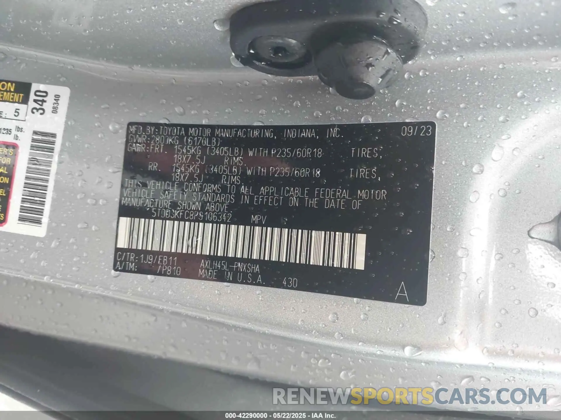 9 Photograph of a damaged car 5TDDSKFC8PS106342 TOYOTA SIENNA 2023