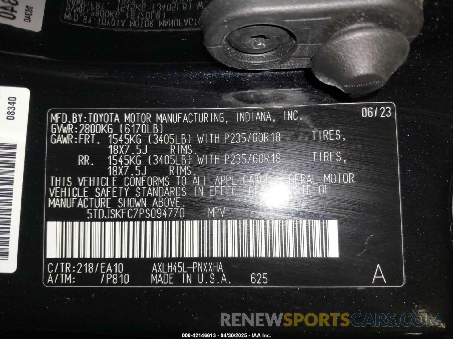 9 Photograph of a damaged car 5TDJSKFC7PS094770 TOYOTA SIENNA 2023
