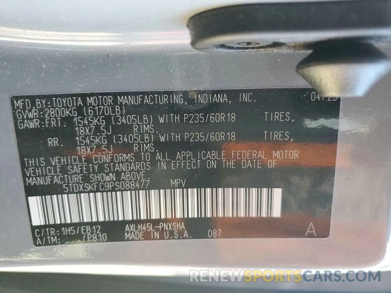 15 Photograph of a damaged car 5TDXSKFC9PS088477 TOYOTA SIENNA 2023