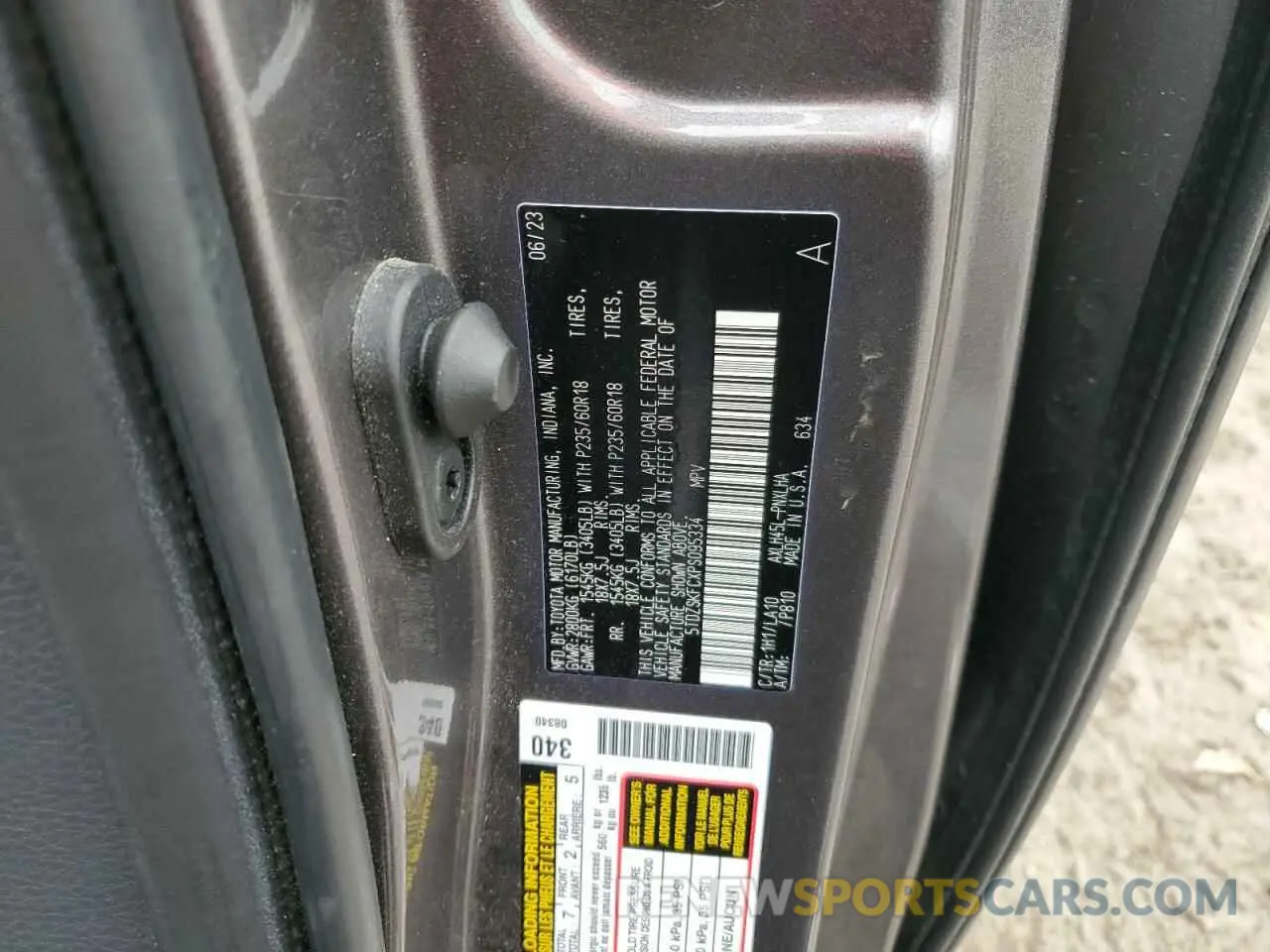 15 Photograph of a damaged car 5TDZSKFCXPS095334 TOYOTA SIENNA 2023
