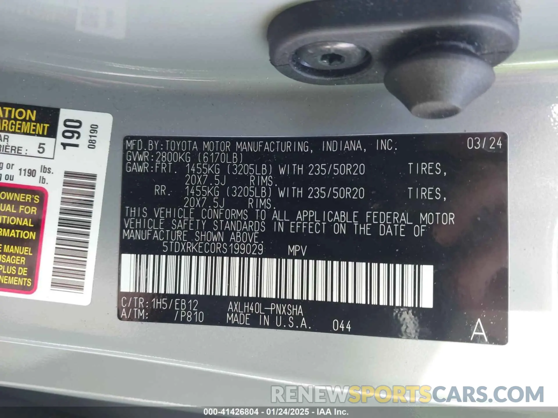 9 Photograph of a damaged car 5TDXRKEC0RS199029 TOYOTA SIENNA 2024