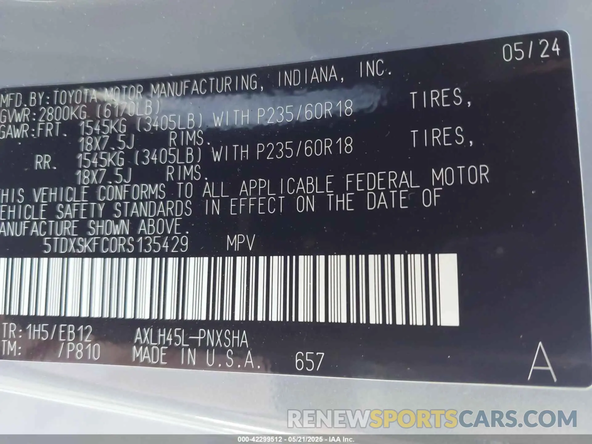 9 Photograph of a damaged car 5TDXSKFC0RS135429 TOYOTA SIENNA 2024